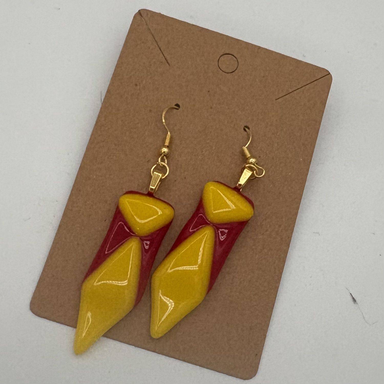 Alphonso Rowe, Fused Glass Earrings, Red and Yellow Design
