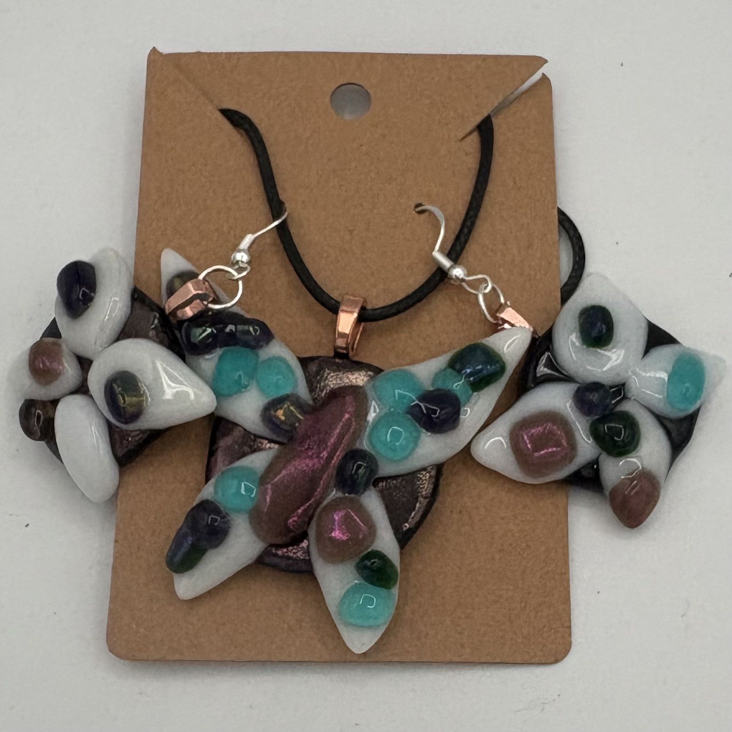 Erin Betz, Fused Glass Jewelry Set, Blue and Purple Butterfly