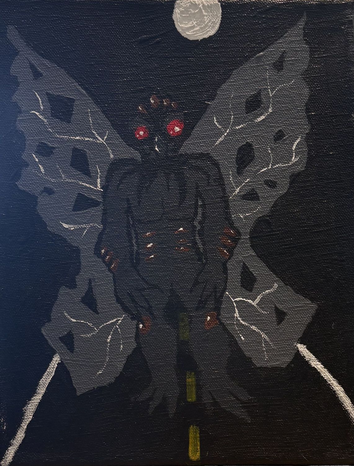 Sarah Alward, Acrylic on Canvas, 'Muscular Mothman'