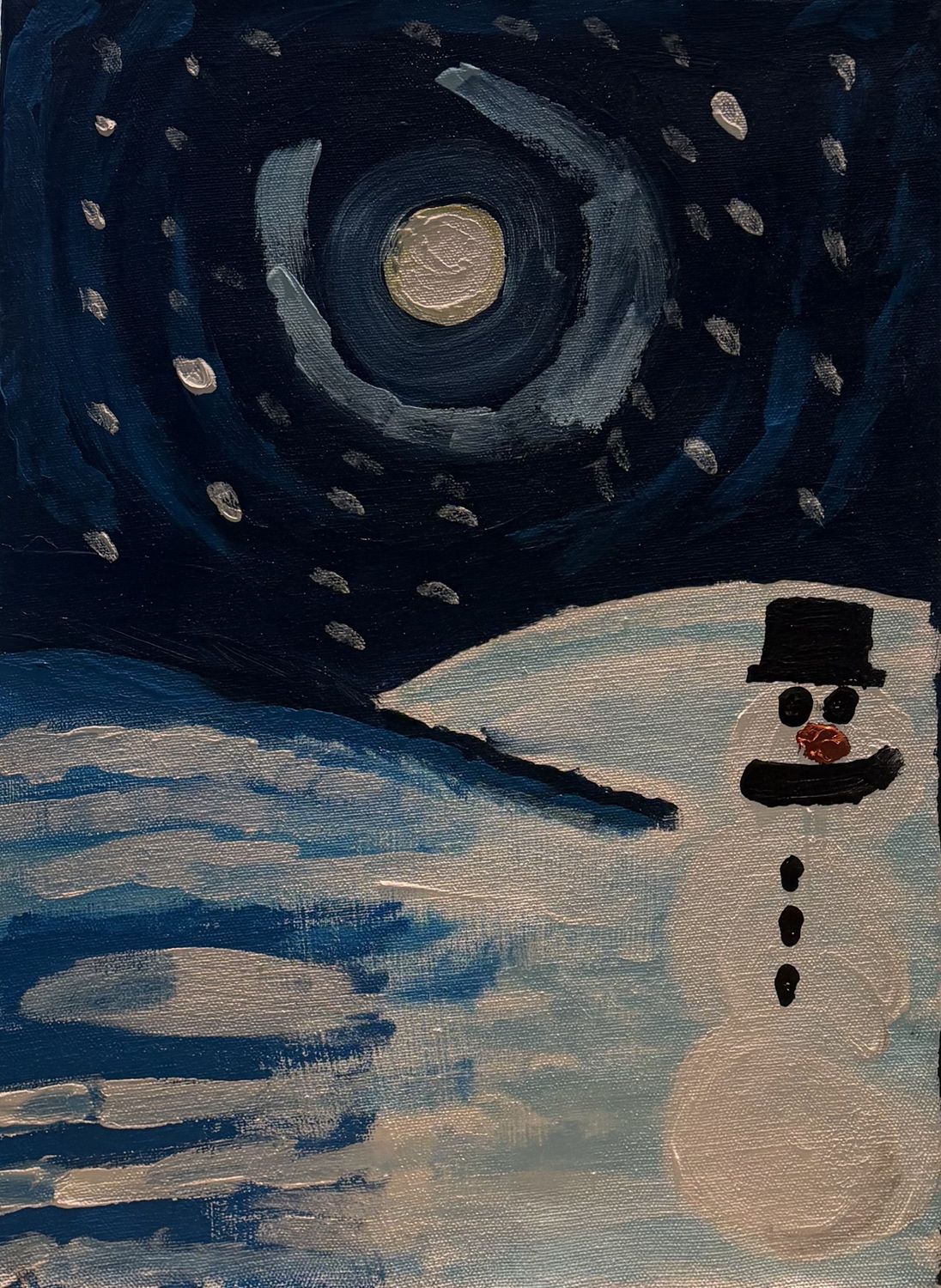 Keyontae Holbrooks, Acrylic on Canvas, 'Starry Night Snowman'
