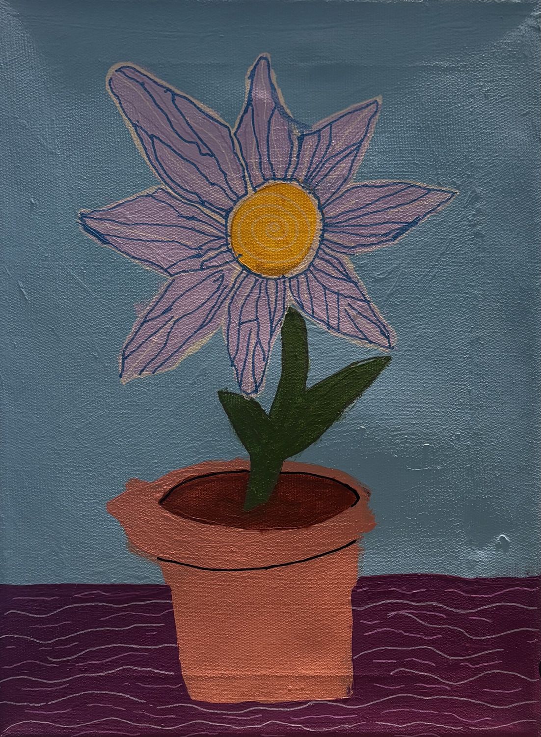 Kathryn Feldmann, Acrylic on Canvas, 'Purple Petals'