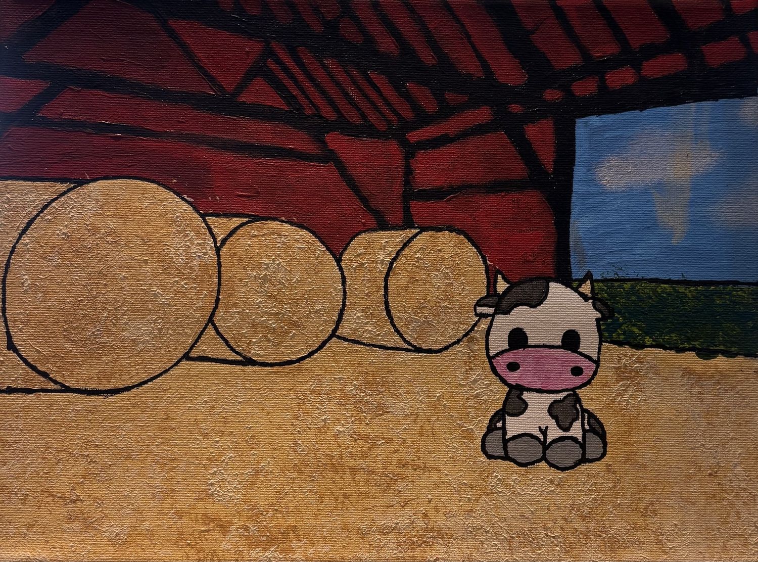 Kirsten Smith, Acrylic on Canvas, 'Chibi Cow'
