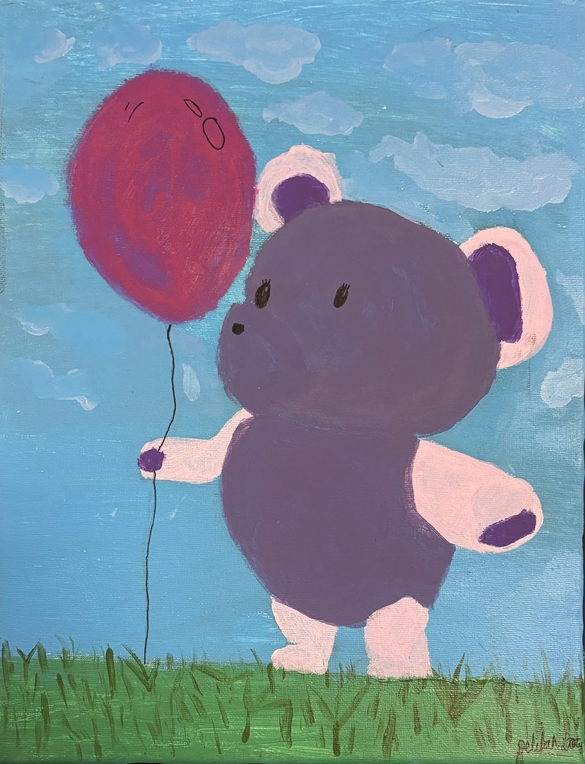 Delilah Doty, Acrylic on Canvas, 'The Bear's Balloon'