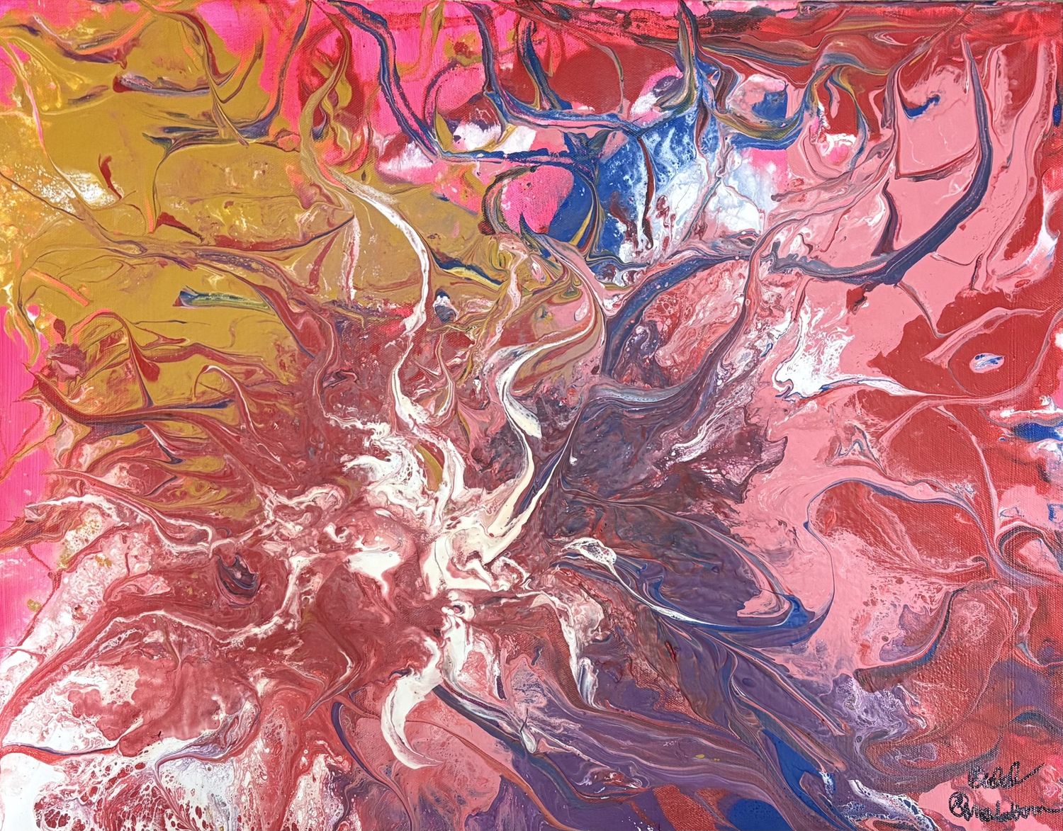 Rachel Ransbottom, Acrylic on Canvas, 'Poured Vibrancy'