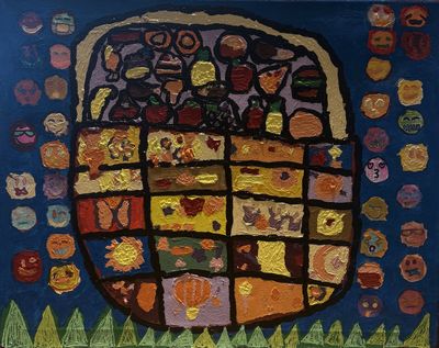 Cassie Sullivan, Acrylic on Canvas, 'Big Basket of Emotions'