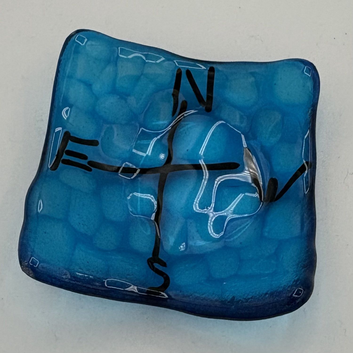Gabby Adams-Hubbard, Fused Glass Ring Dish, Blue Compass
