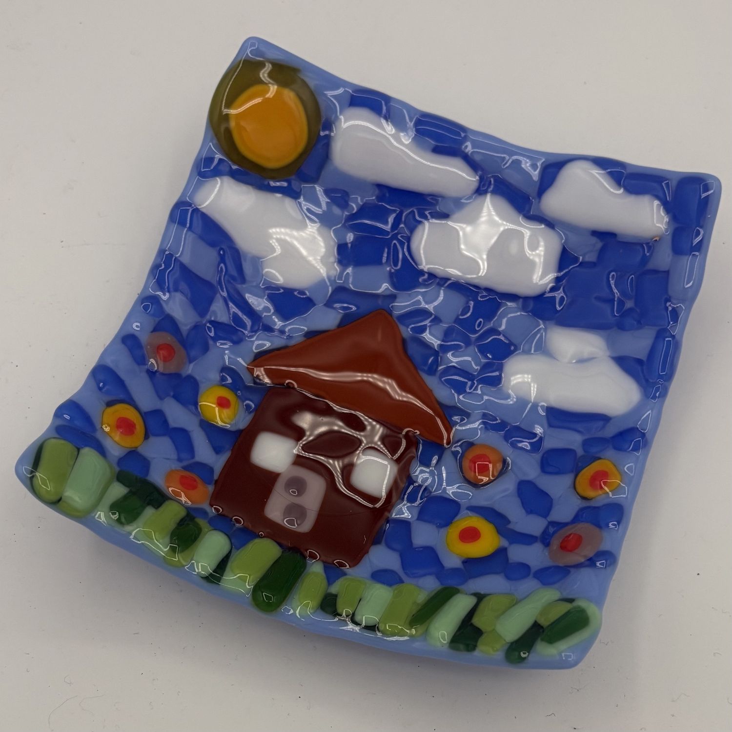 Cassie Sullivan, Fused Glass Dish, Little Brown House