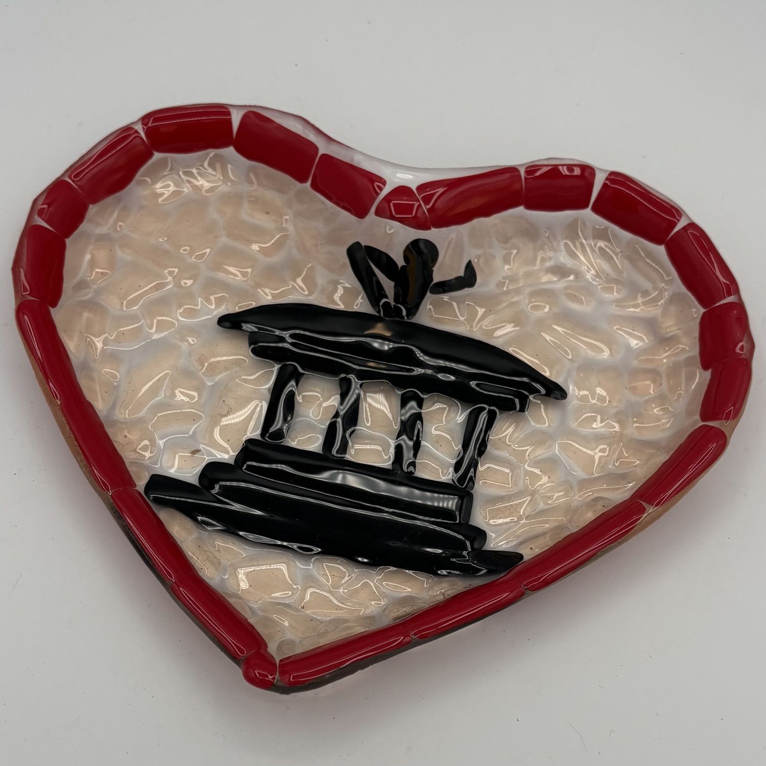 James Egan, Fused Glass Dish, Rainbow Flower