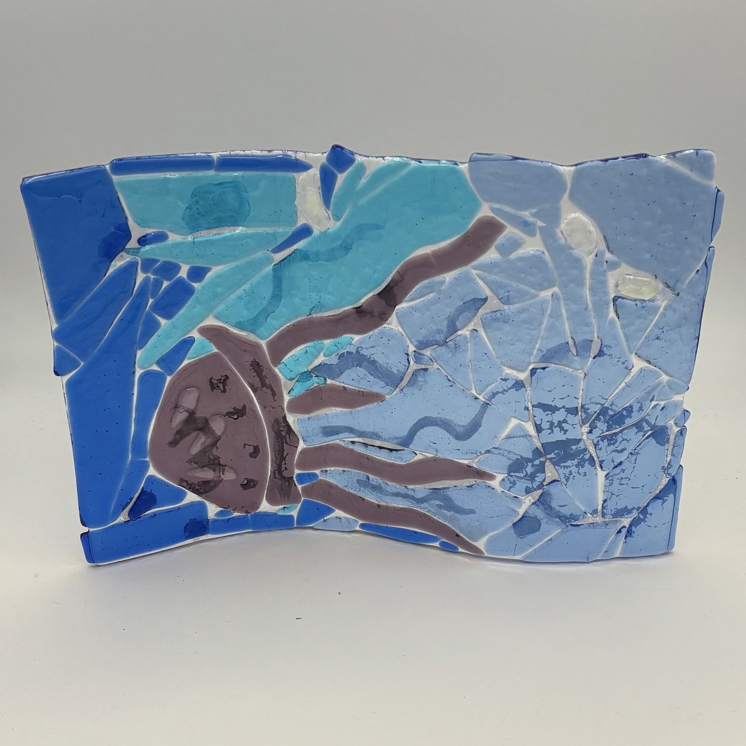 Studio, Wavy Glass Stand Piece, Purple Jellyfish