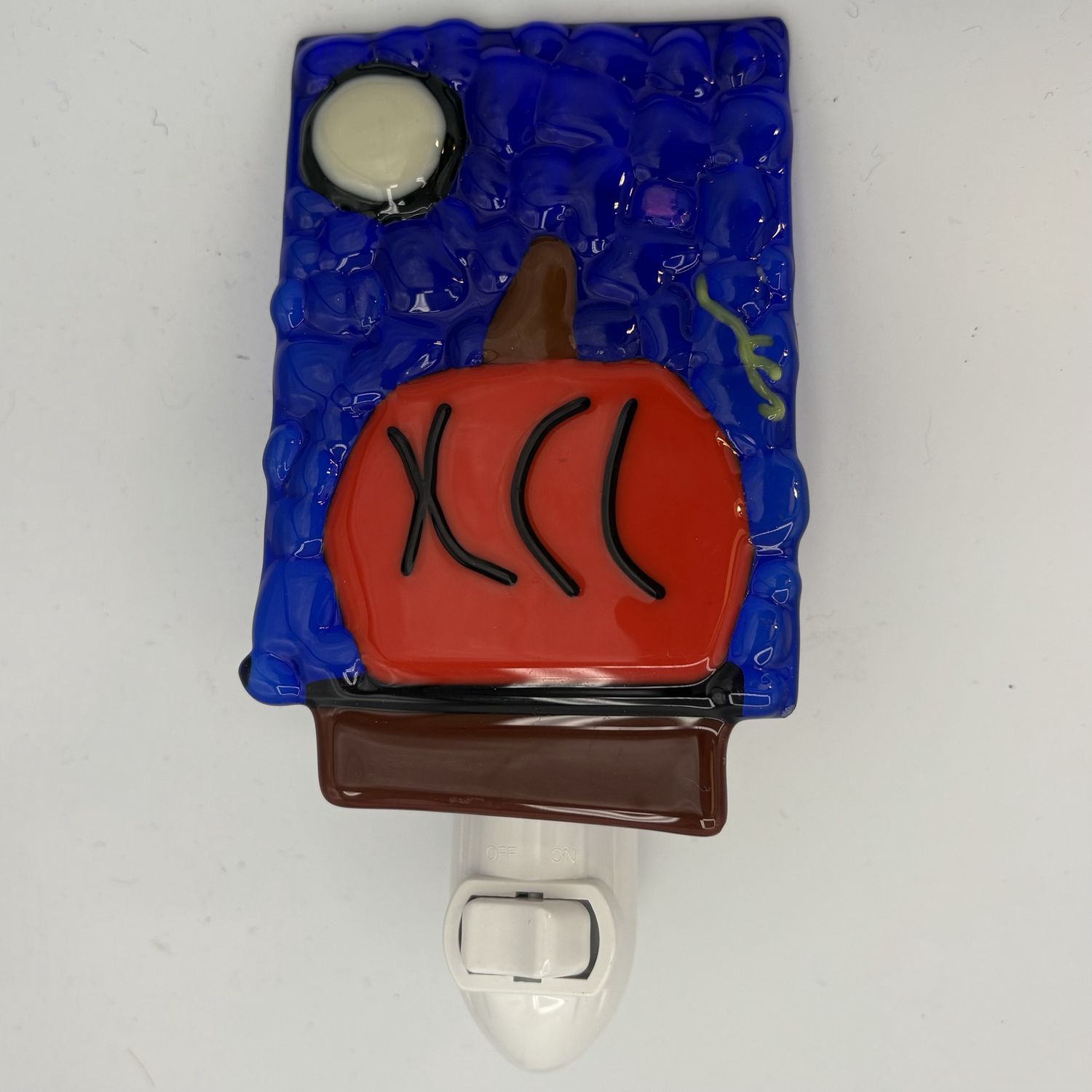 Kara Burgdorf, Fused Glass Nightlight, Pumpkin in the Night