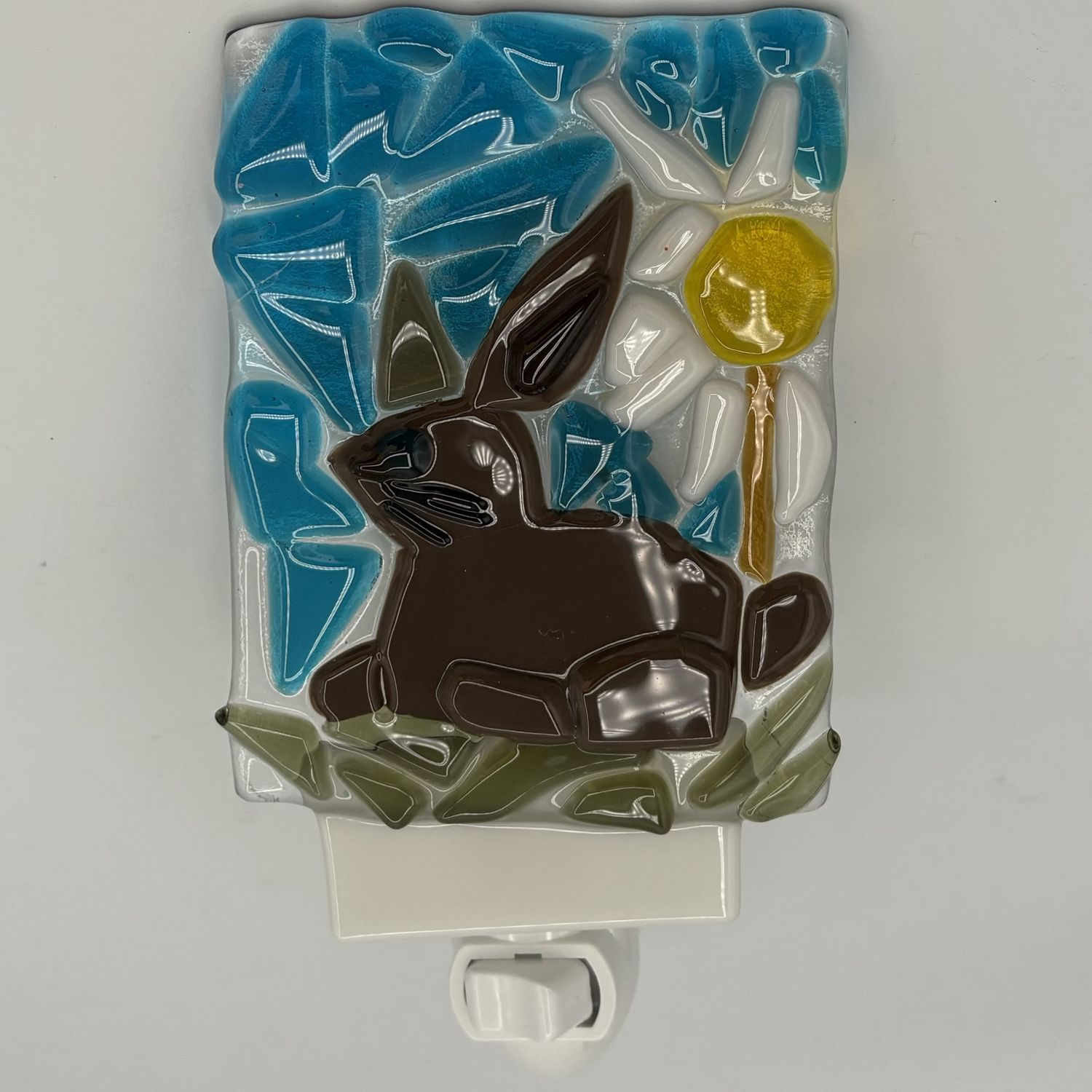 Nathan Strother, Fused Glass Nightlight, Brown Bunny