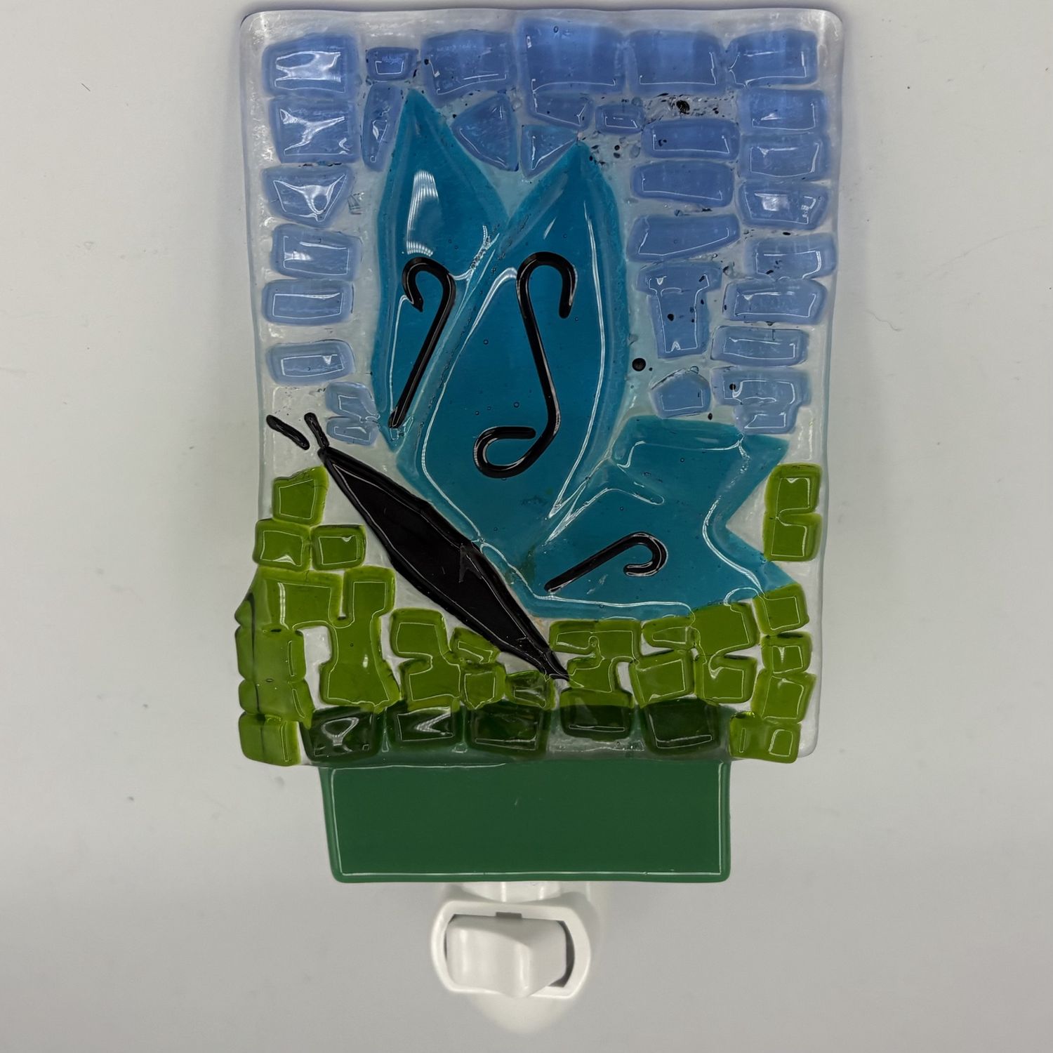 Meredith Bokeno, Fused Glass Nightlight, Blue Butterfly