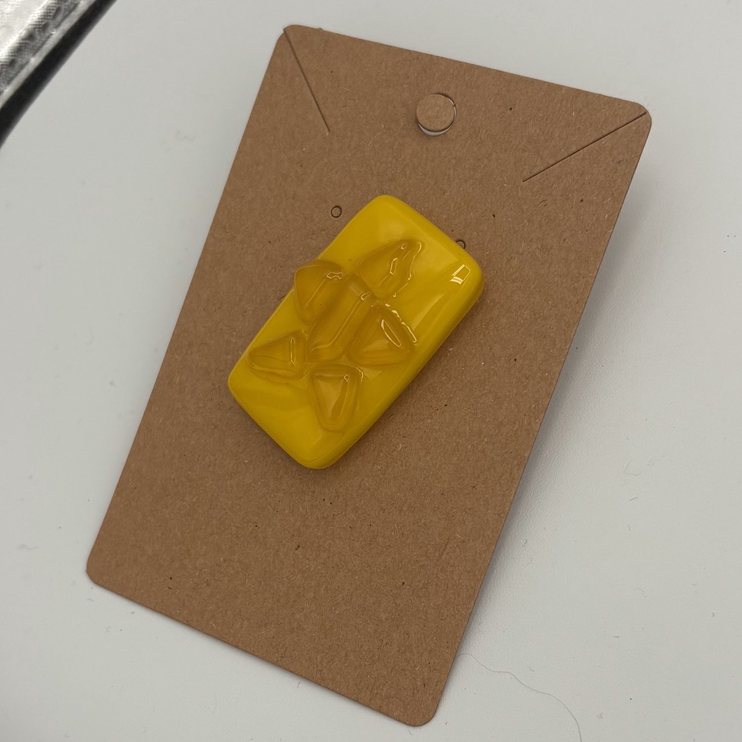 Jessica Bays, Fused Glass Pin, Yellow Star 1