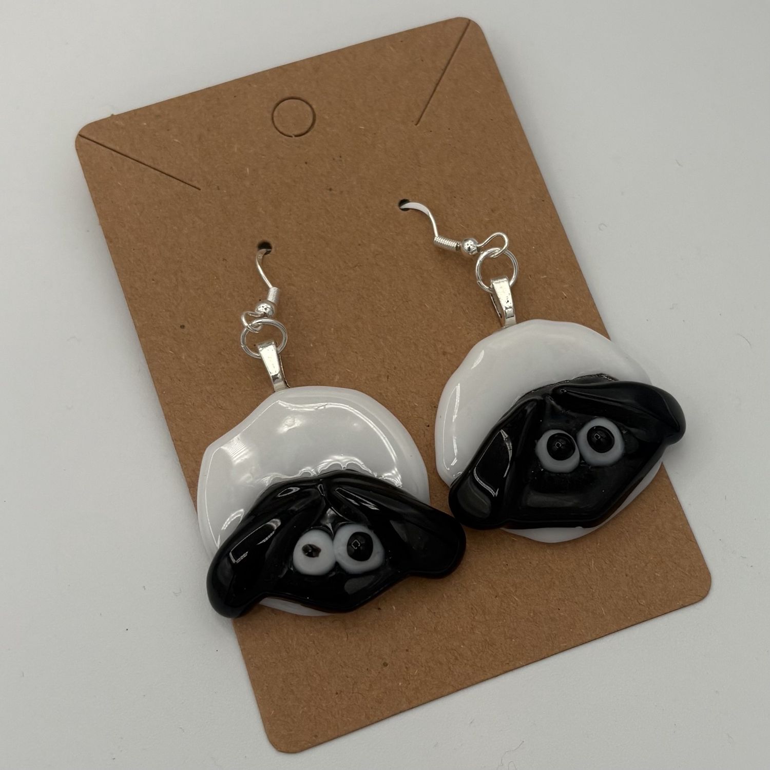 Tiffany Jameson, Fused Glass Earrings, Sheep