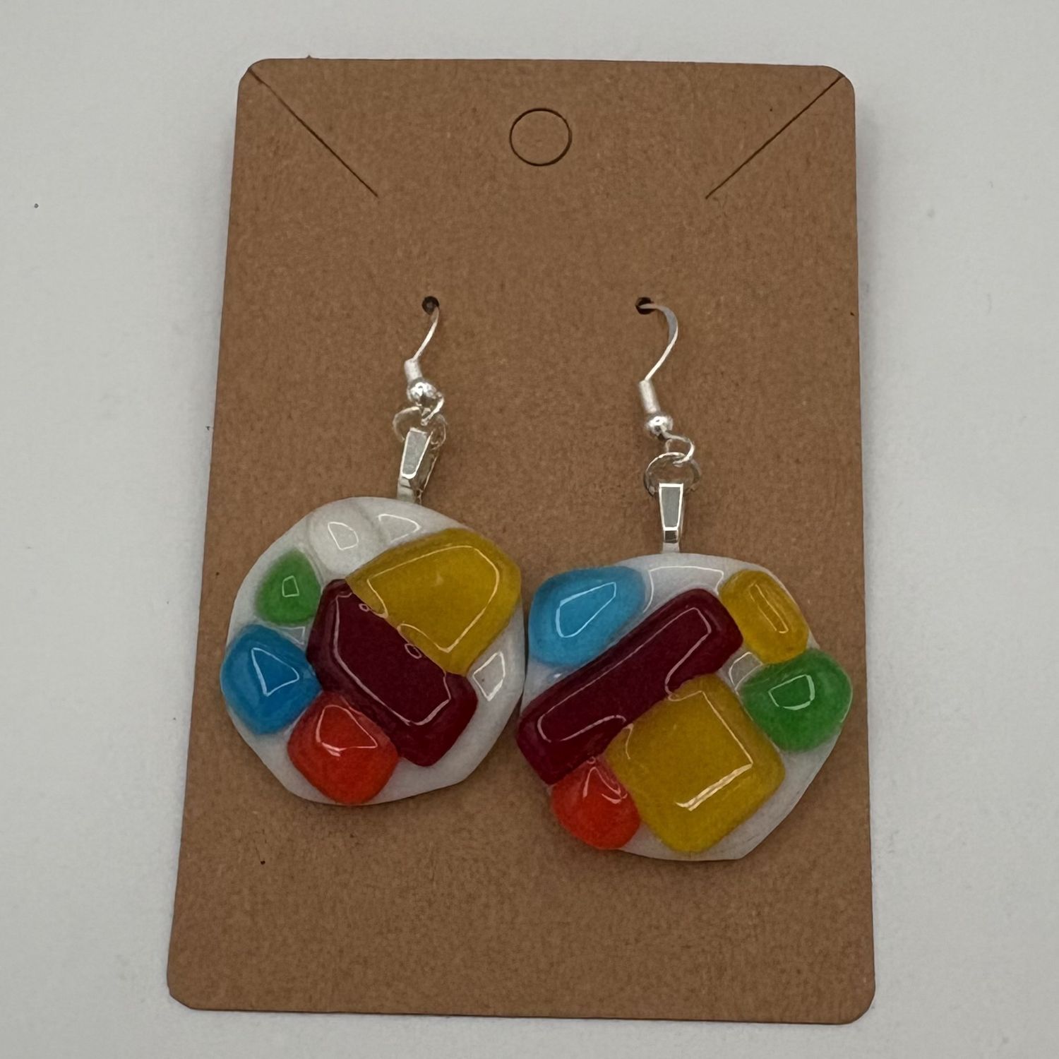 Erin Betz, Fused Glass Earrings, Colorful Chunks