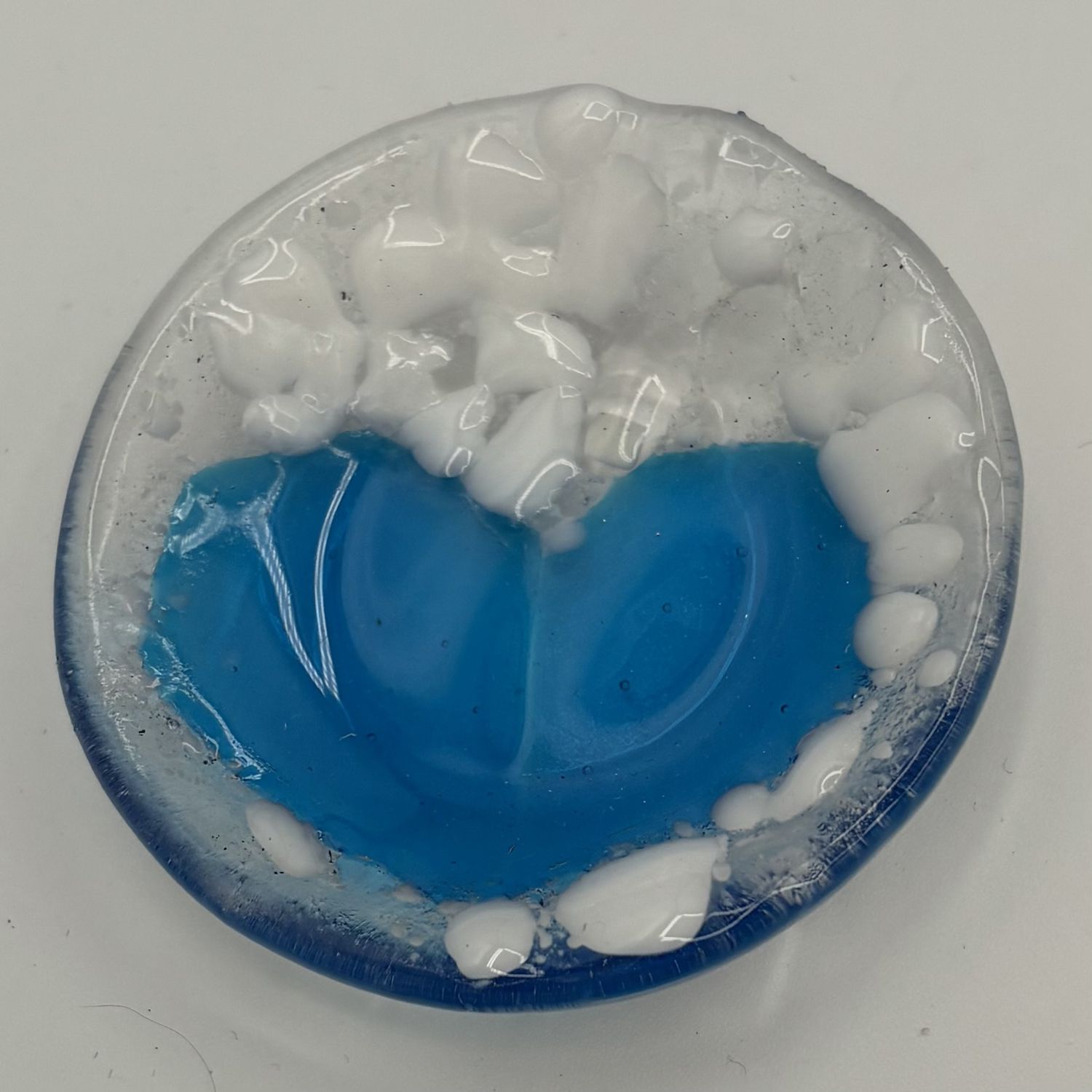 Annie Baxter, Fused Glass Ring Dish, Blue Heart