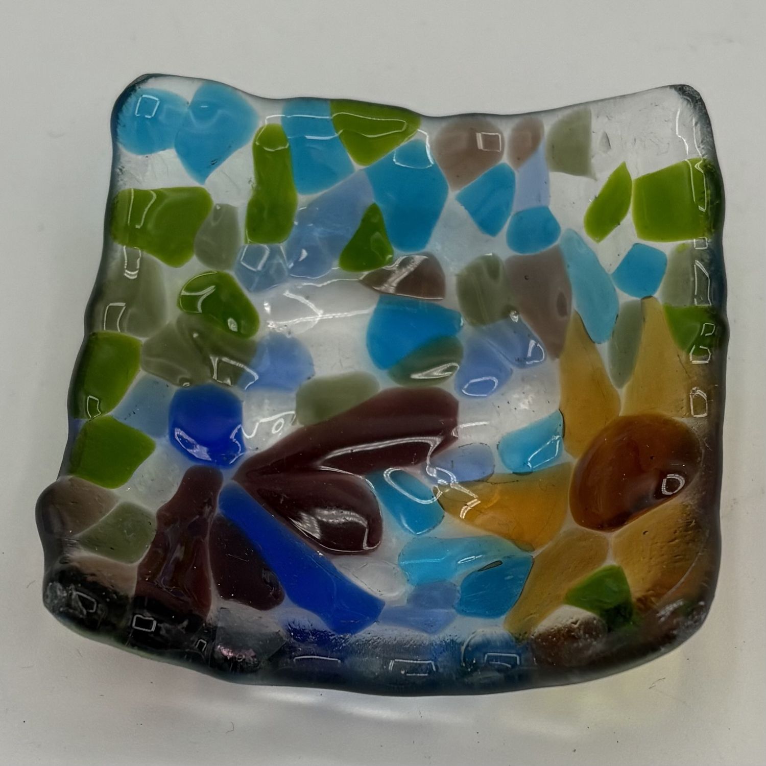 Alaina Weeks, Fused Glass Ring Dish, Dragonfly Among the Flowers