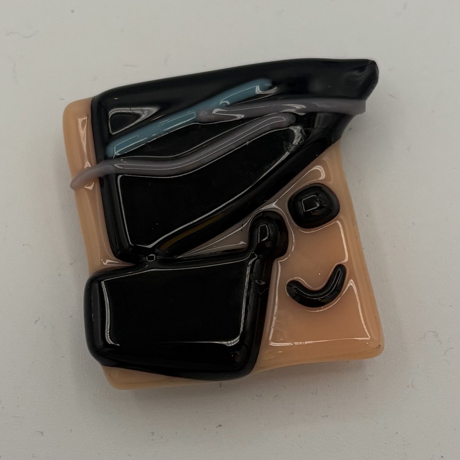 Mary Phifer, Fused Glass Magnet, Black-Haired Man