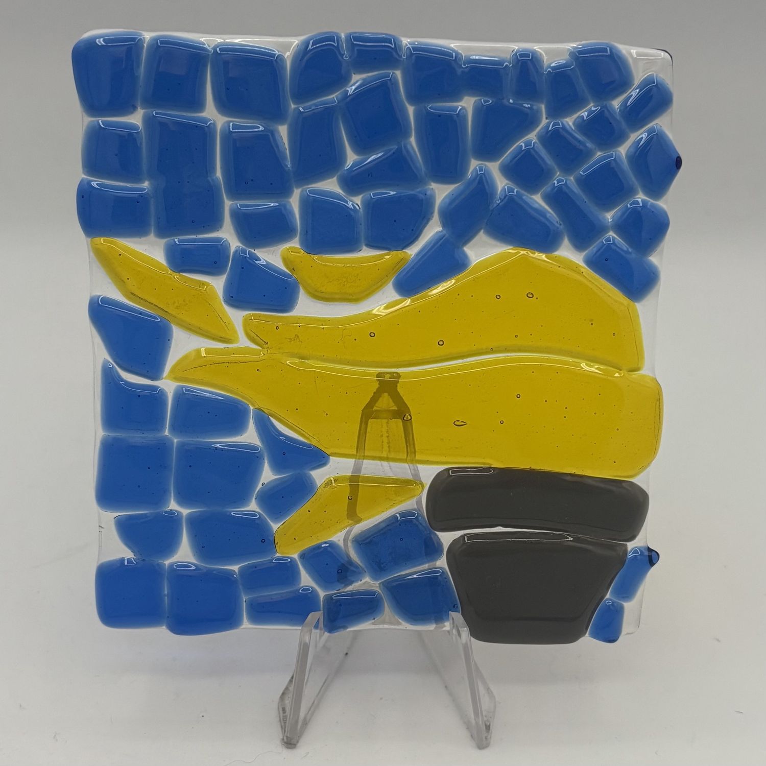 Adam Gibbemeyer, Fused Glass Stand Piece, Yellow Flame