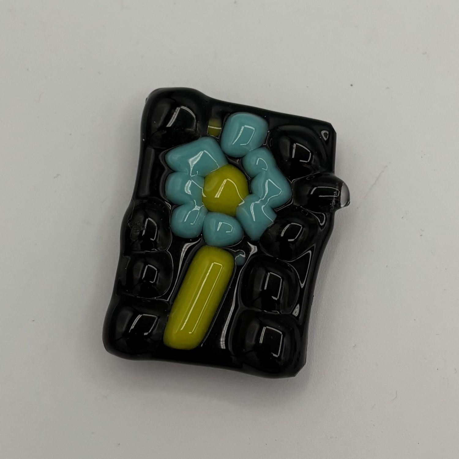 Erica Hasler, Fused Glass Magnet, Blue Flower