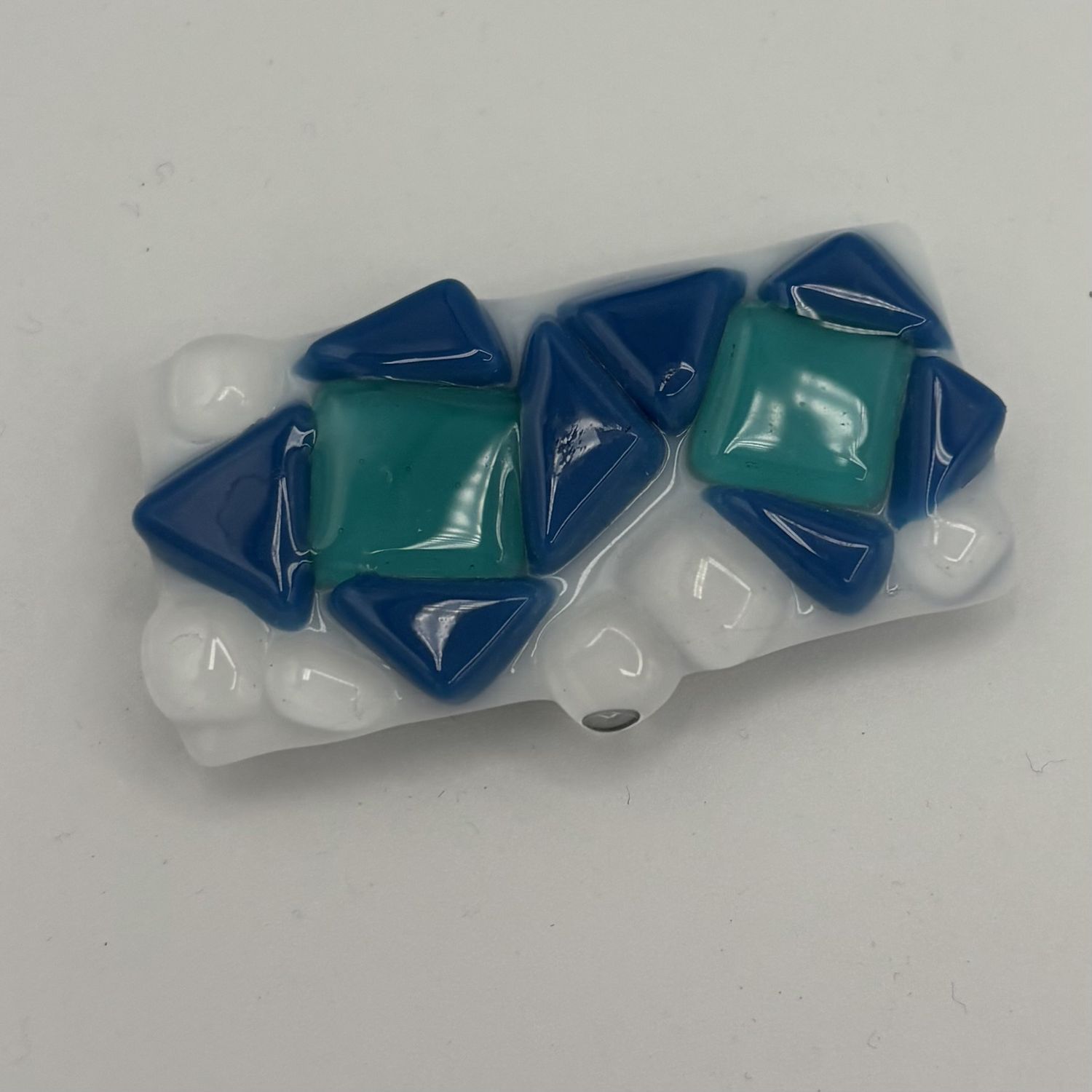 Erica Hasler, Fused Glass Magnet, Blue Shapes