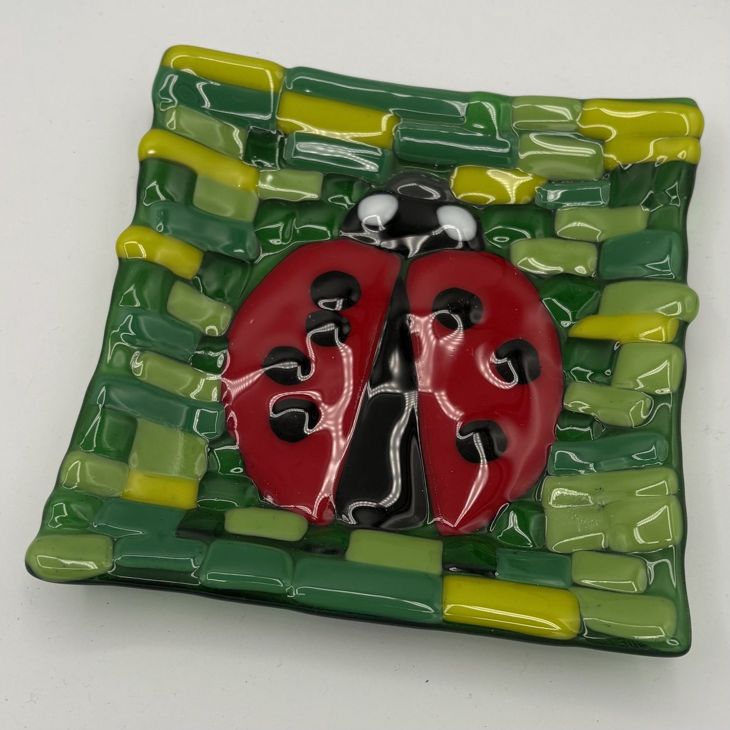 Jody Mann, Fused Glass Dish, Ladybug