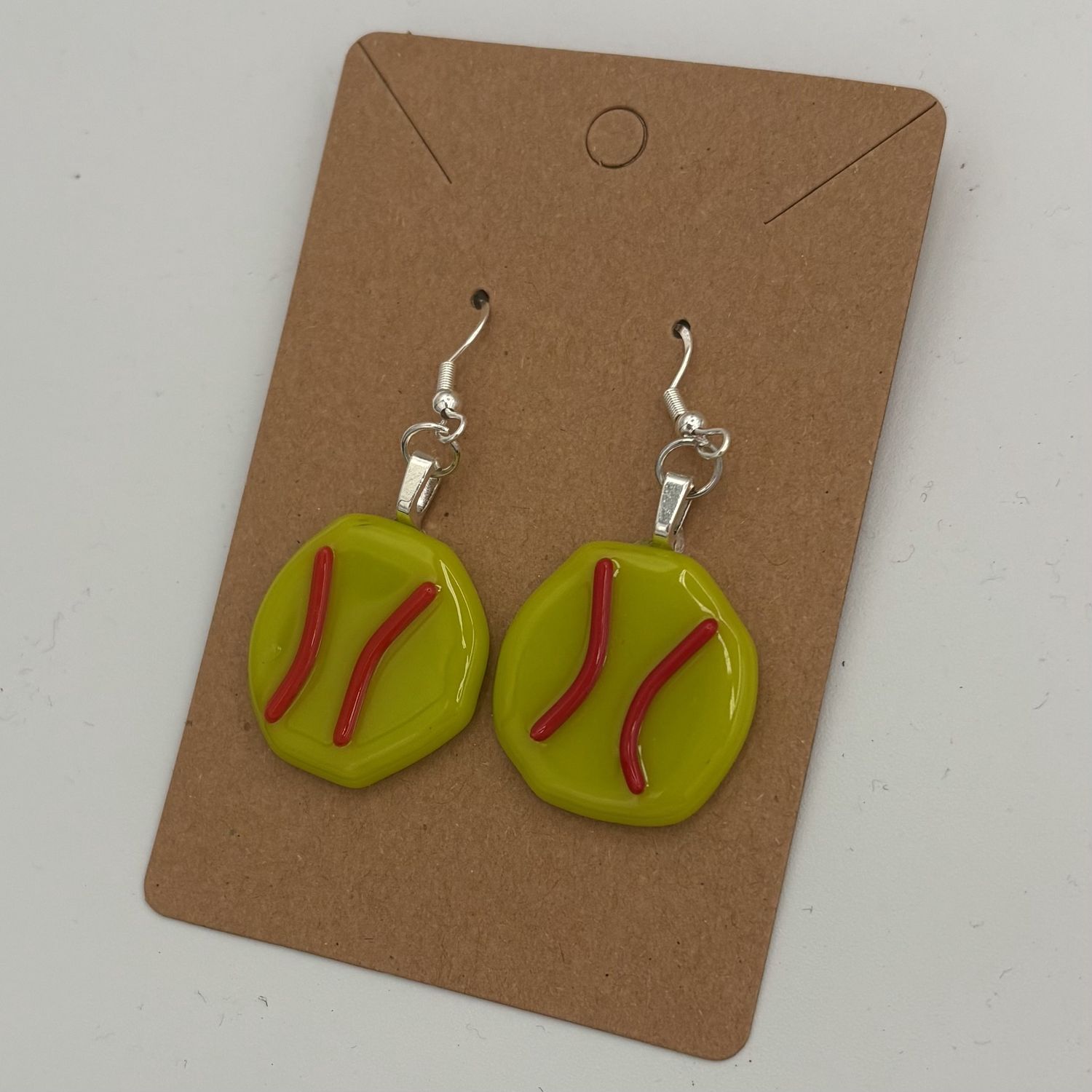 Jordan Satterfield, Fused Glass Earrings, Tennis Balls