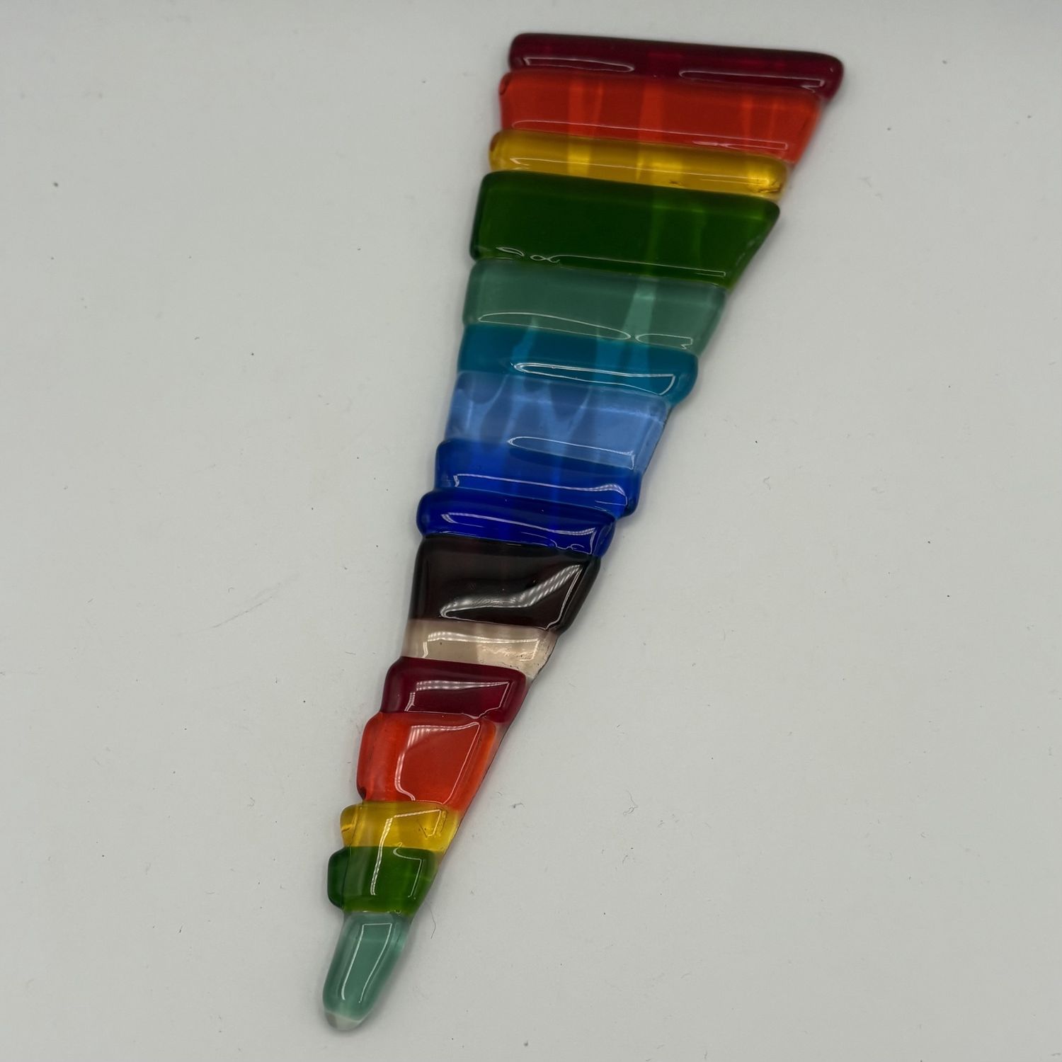 Kenny Needham, Fused Glass Garden Stake, Rainbow Stripes