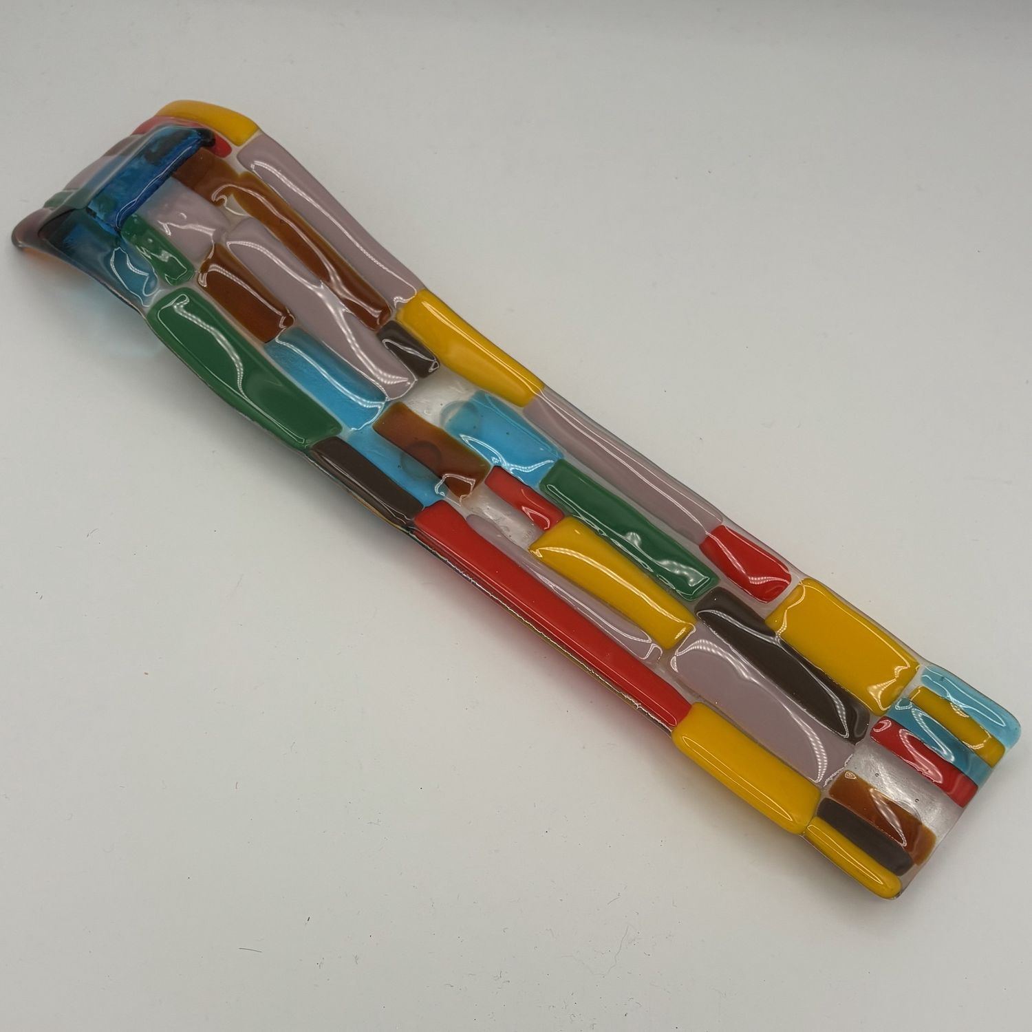 Gabby Adams-Hubbard, Fused Glass Incense Burner, Vibrant Rectangles