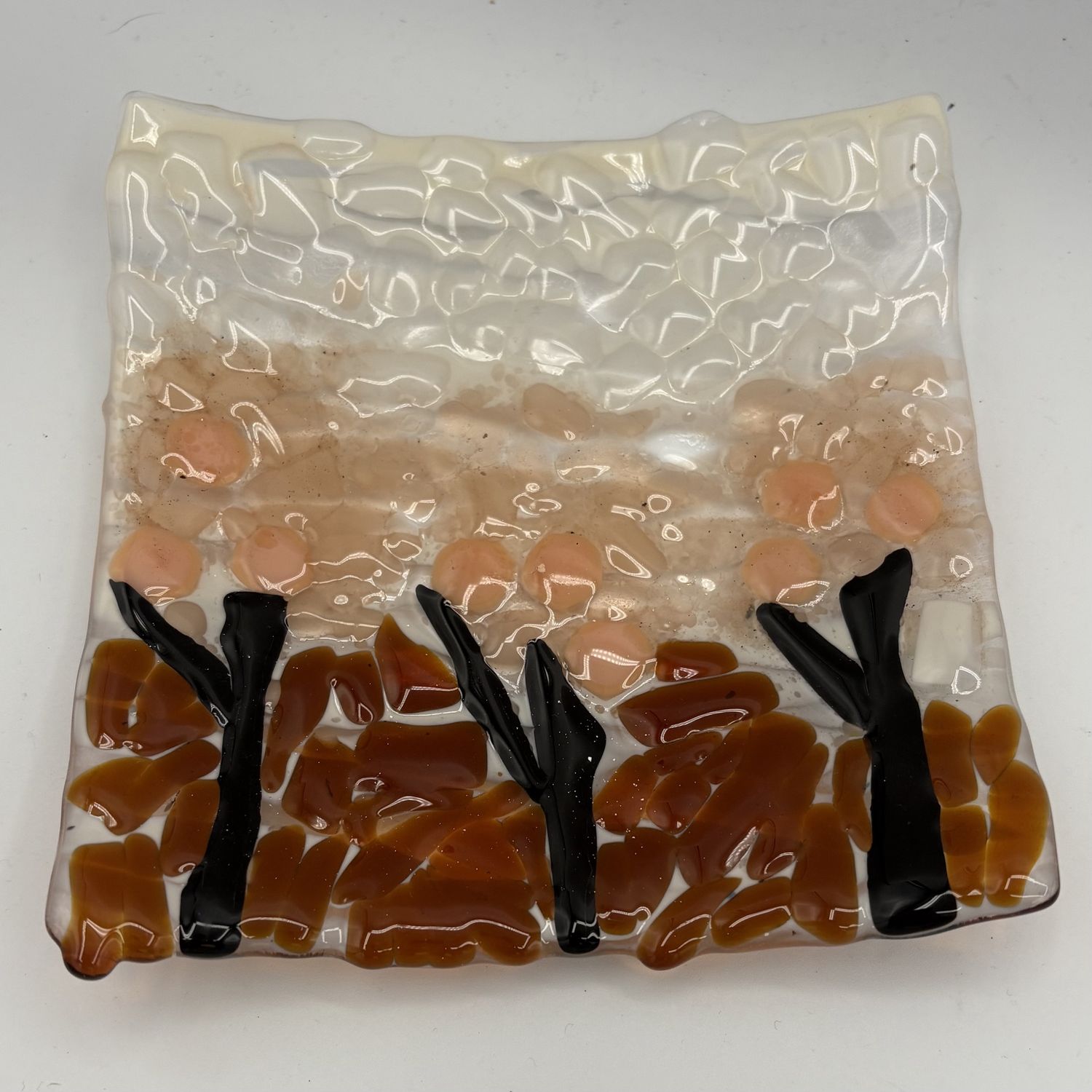 Duane Sparks, Fused Glass Dish, Cherry Blosson Trees