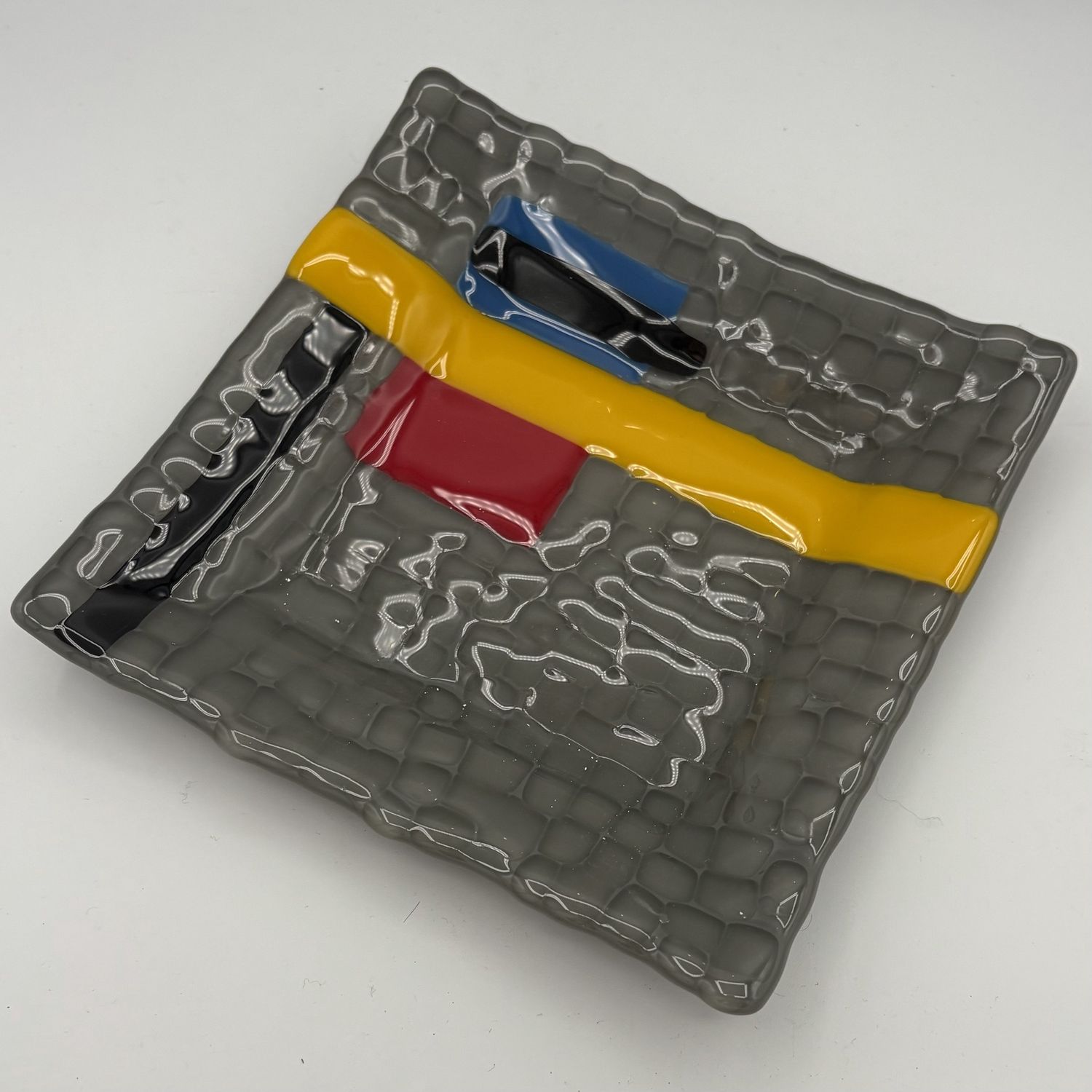 Adam Gibbemeyer, Fused Glass Dish, Abstract Design in Primary