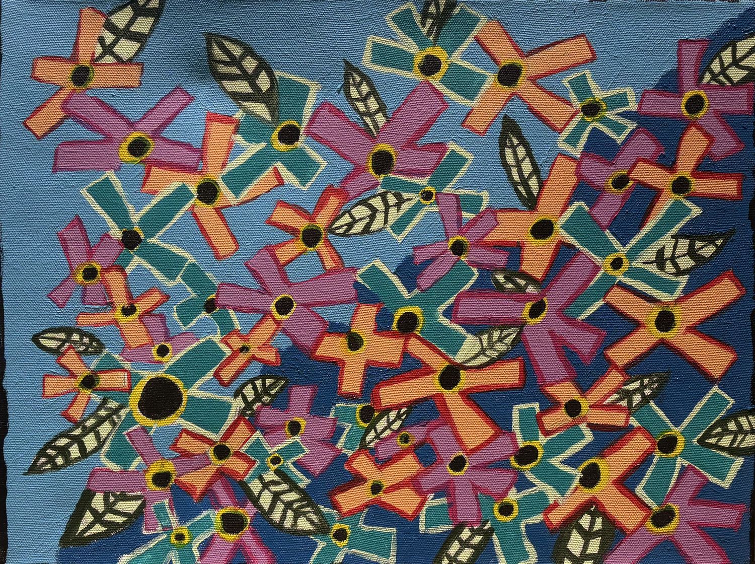 Allison Davis, Acrylic on Canvas, 'Vibrantly Shaped Flowers'