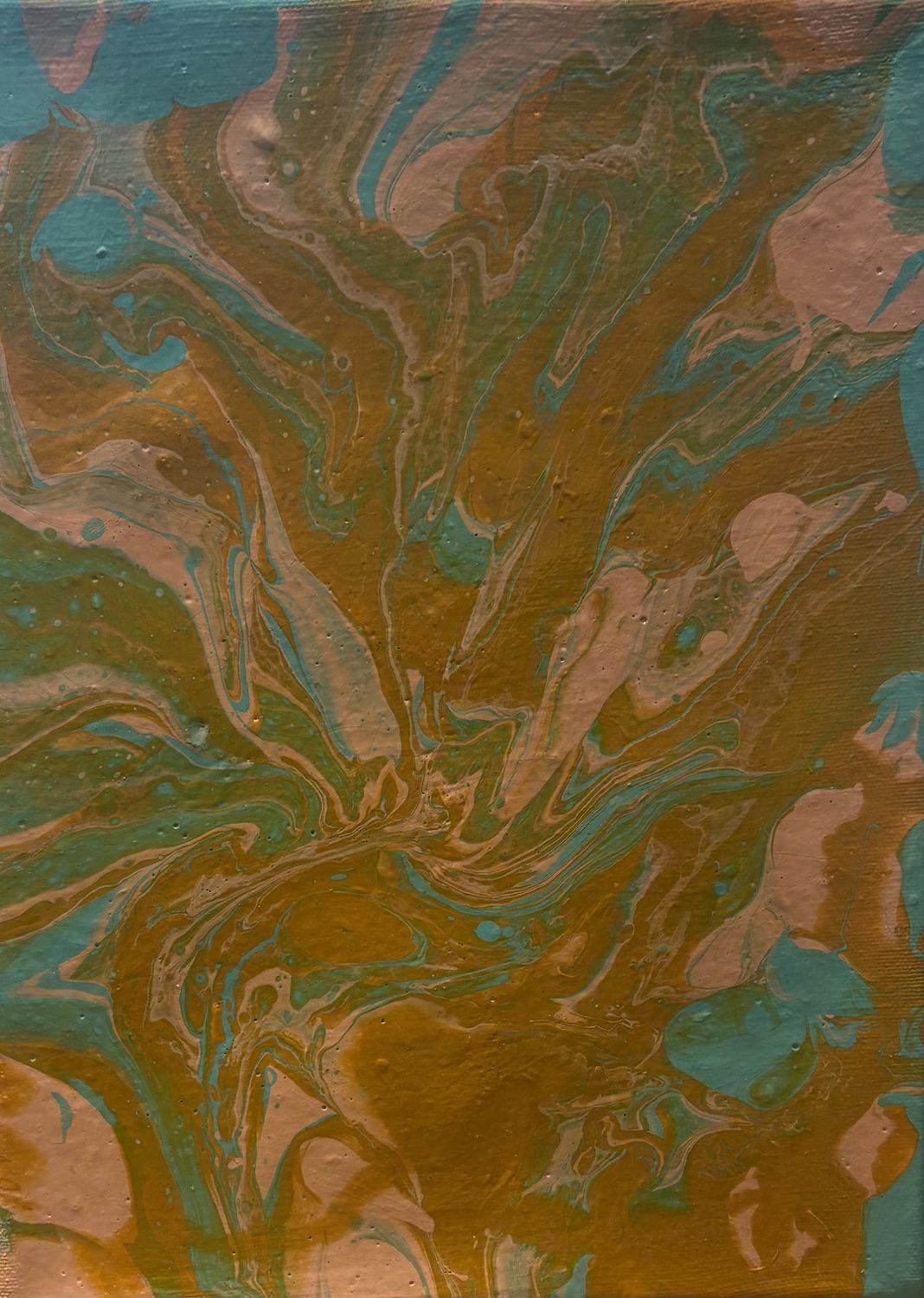 Kenny Needham, Acrylic on Canvas, 'Peachy Orange Pour'