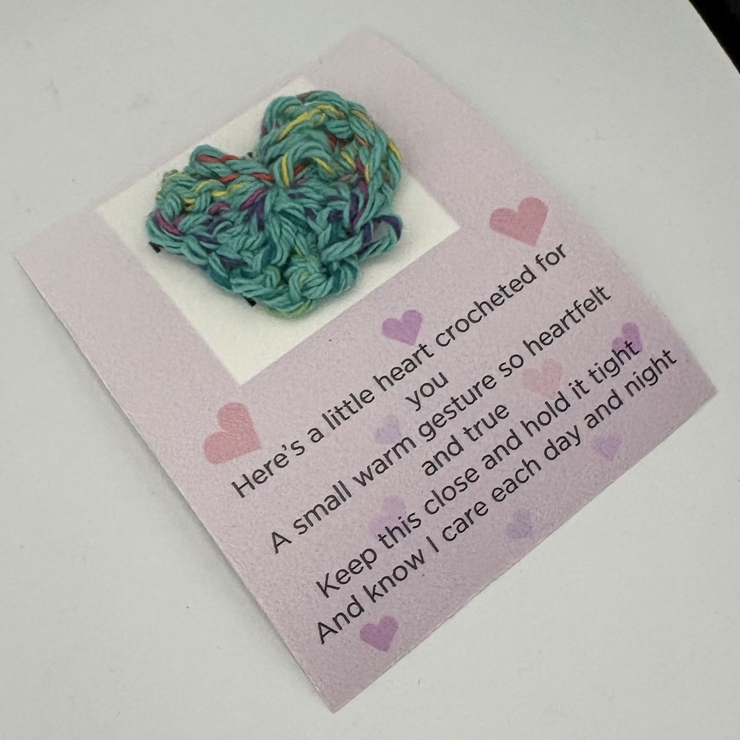 Kathryn Feldmann, Fabric Pocket Hug, Teal and Rainbow Heart 2