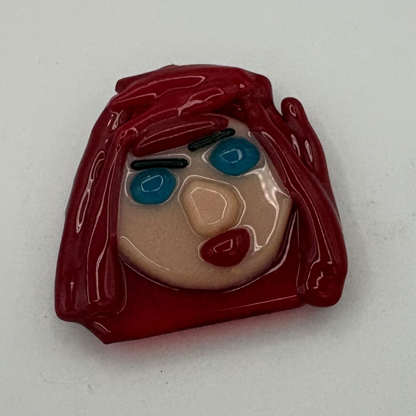 Mary Phifer, Fused Glass Magnet, Red-Headed Mermaid Character