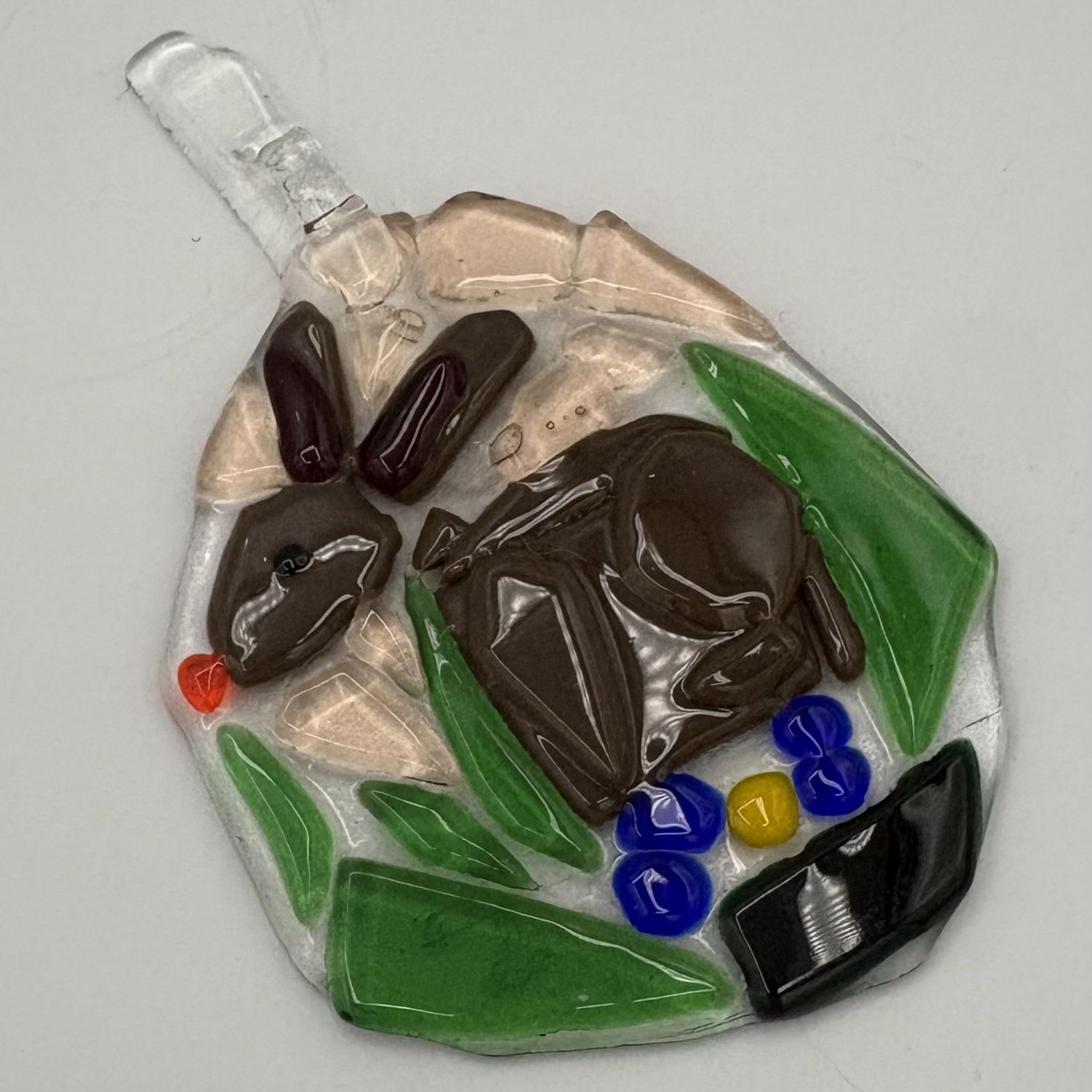 Erin Betz, Fused Glass Suncatcher, Brown Easter Rabbit