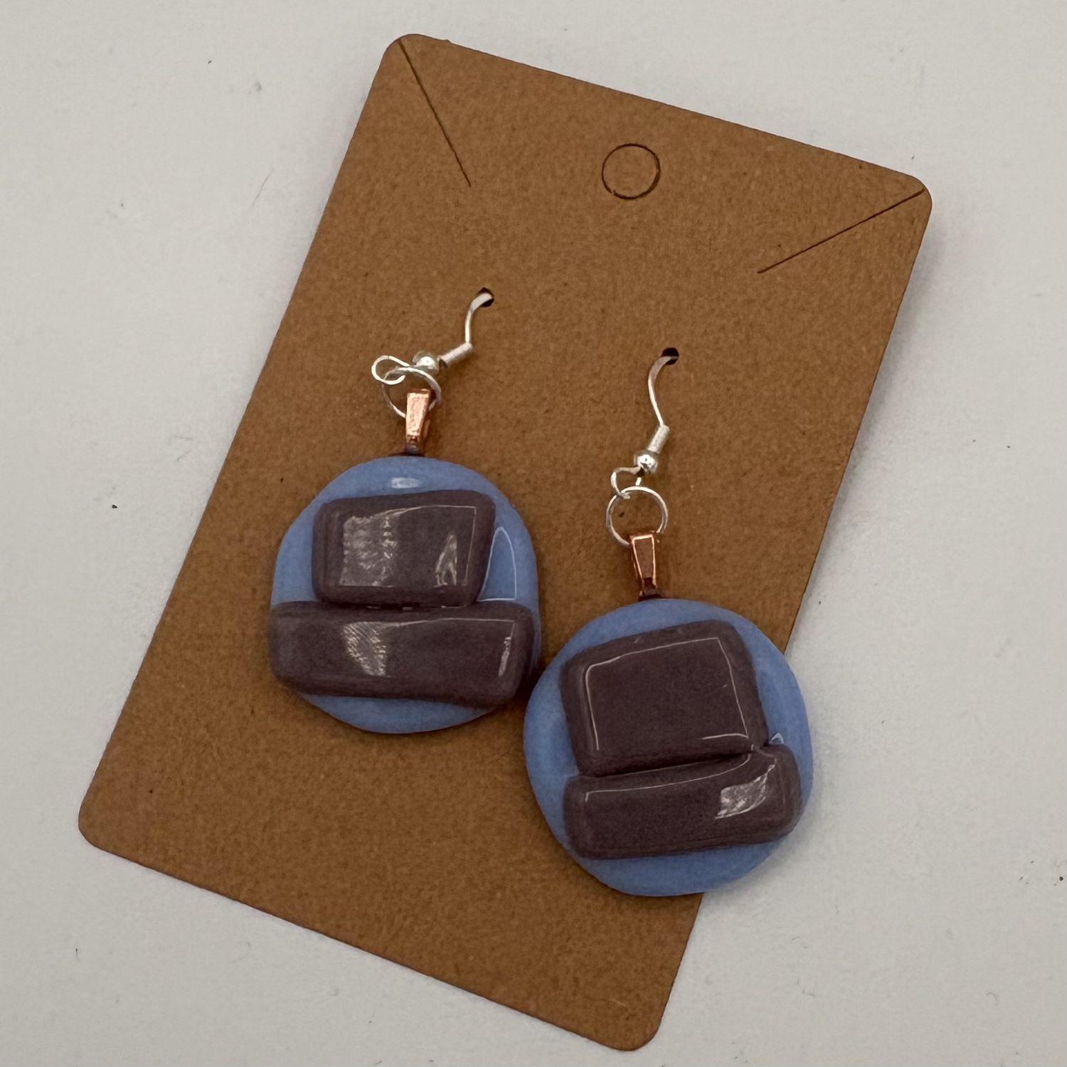 Kathryn Feldmann, Fused Glass Earrings, Purple and Blue Design