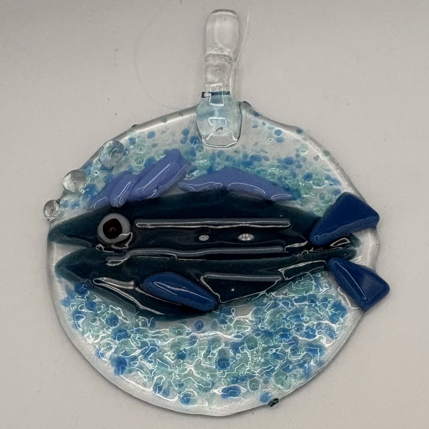 Olivia Yost, Fused Glass Suncatcher, Blue Fish