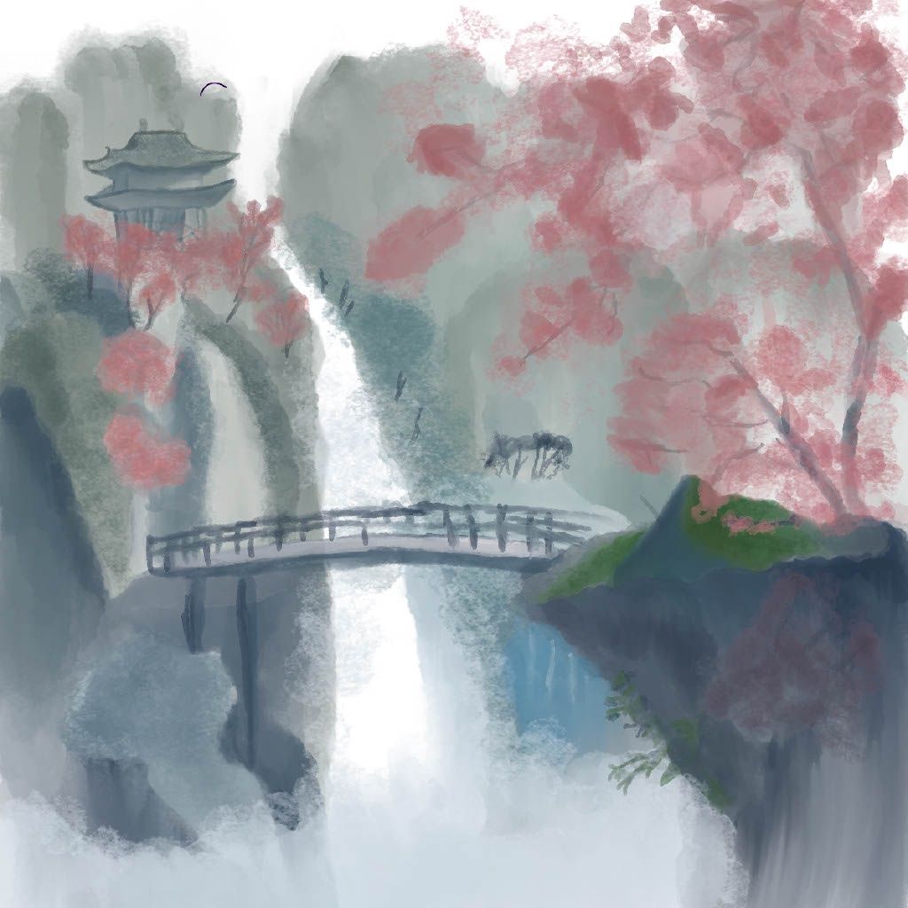 Delilah Doty, Cherry Blossom Landscape, Custom Print