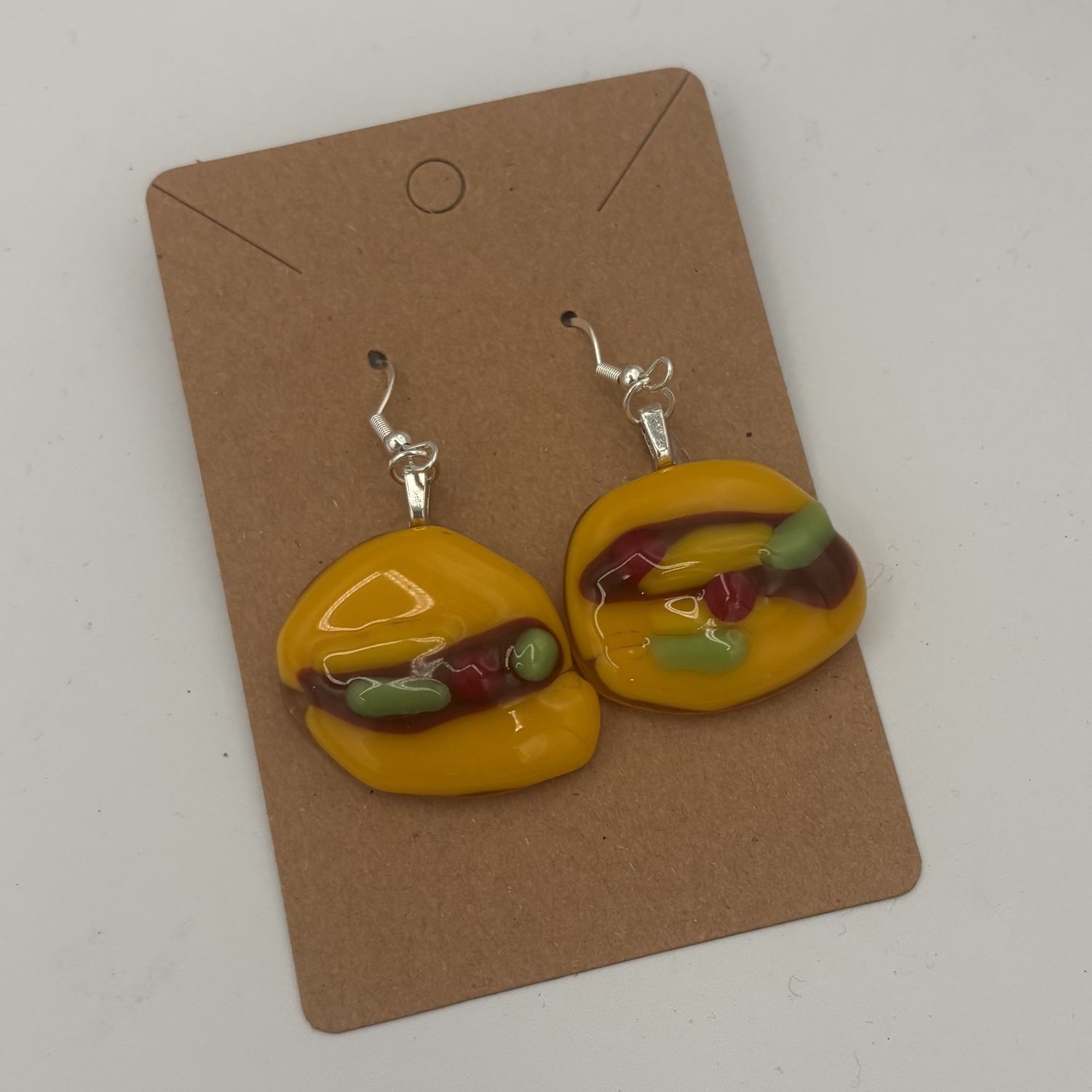 Nathan Strother, Fused Glass Earrings, Little Cheeseburgers