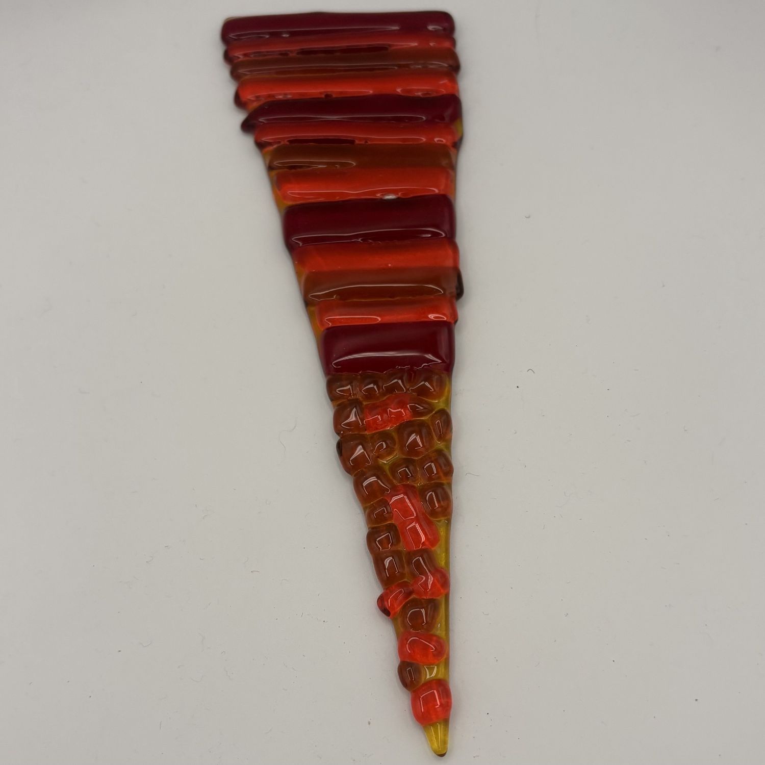 Erica Hasler, Fused Glass Garden Stake, Warm-Toned Stripes