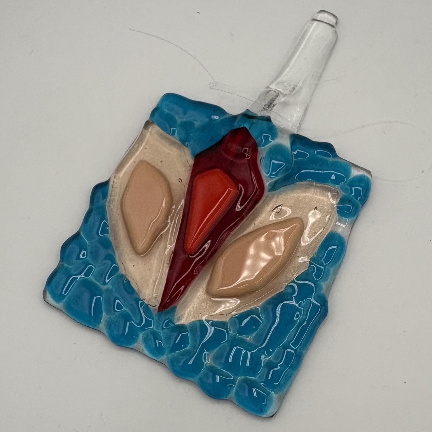 Erin Williams, Fused Glass Suncatcher, Red and Pink Flower