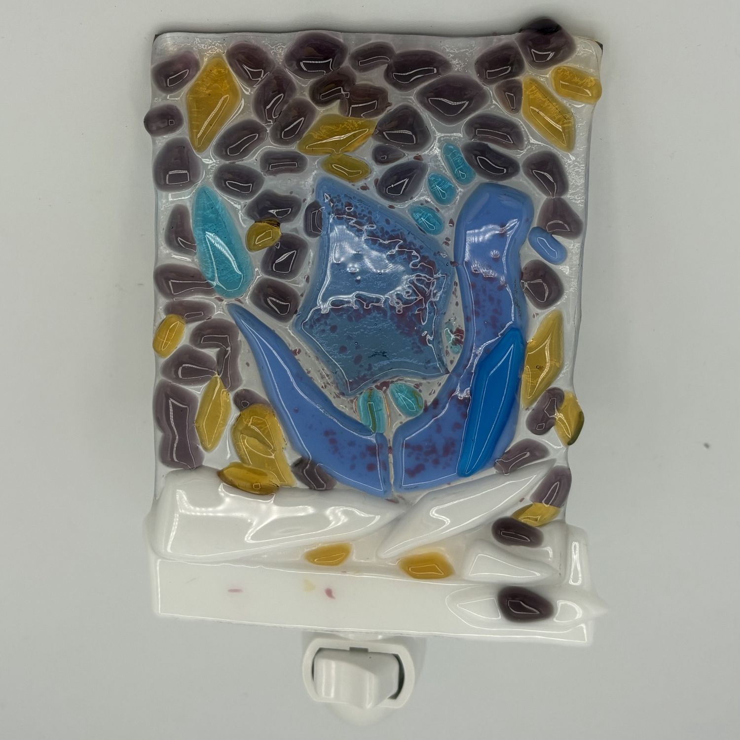 Katie Albers, Fused Glass Nightlight, Blue Water Dragon