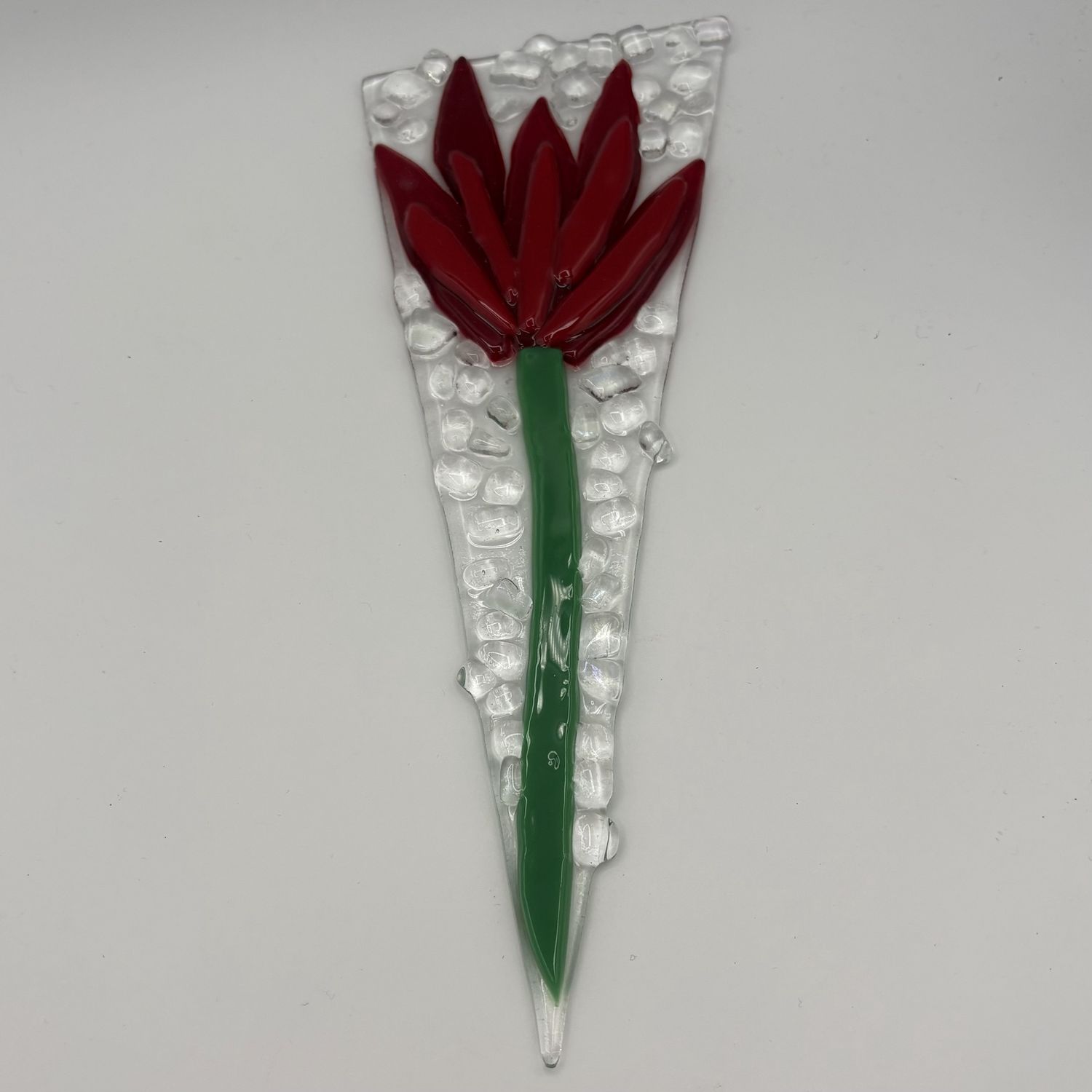 Duane Sparks, Fused Glass Garden Stake, Red Flower