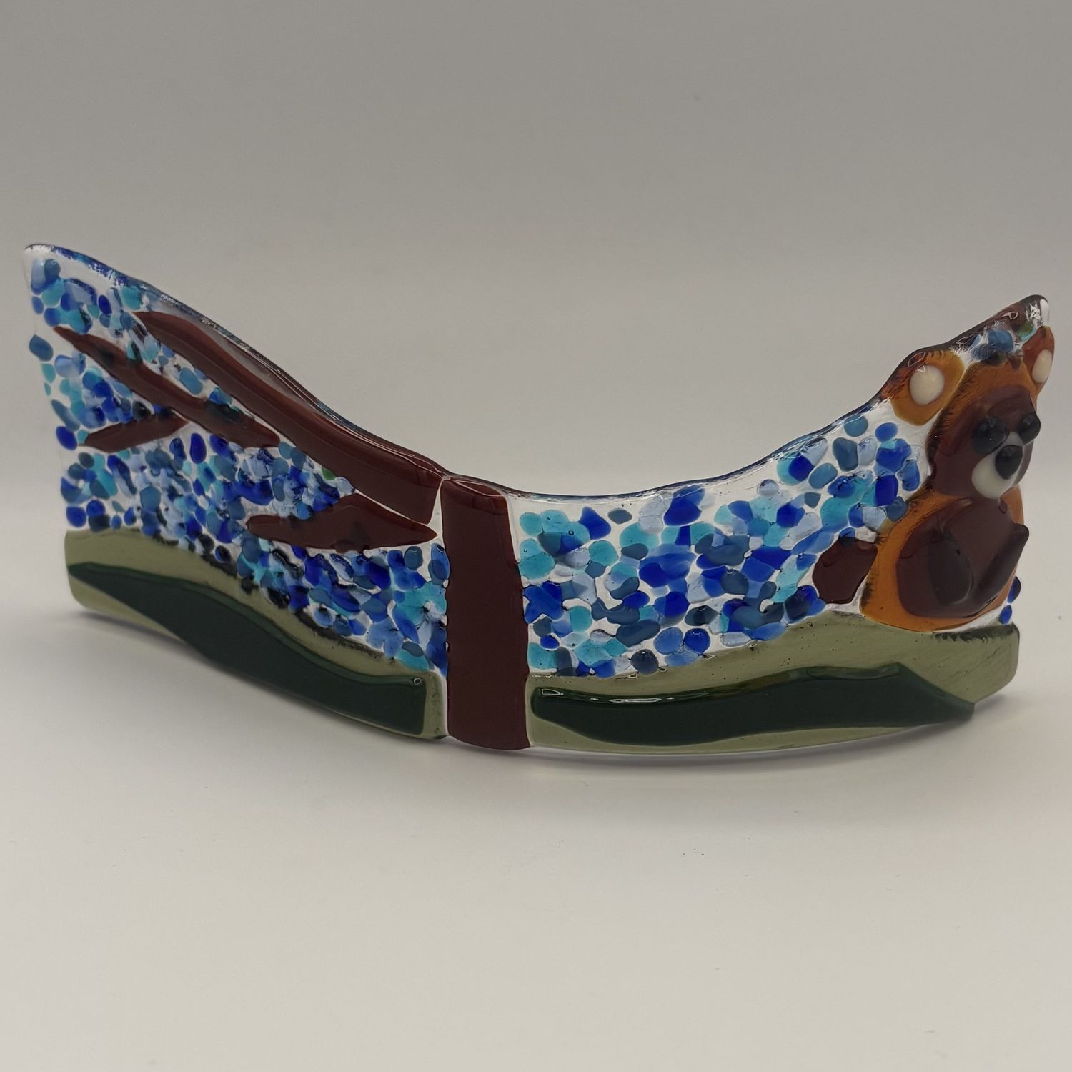 Olivia Yost, Wavy Glass Stand Piece, Brown Bear Under the Tree