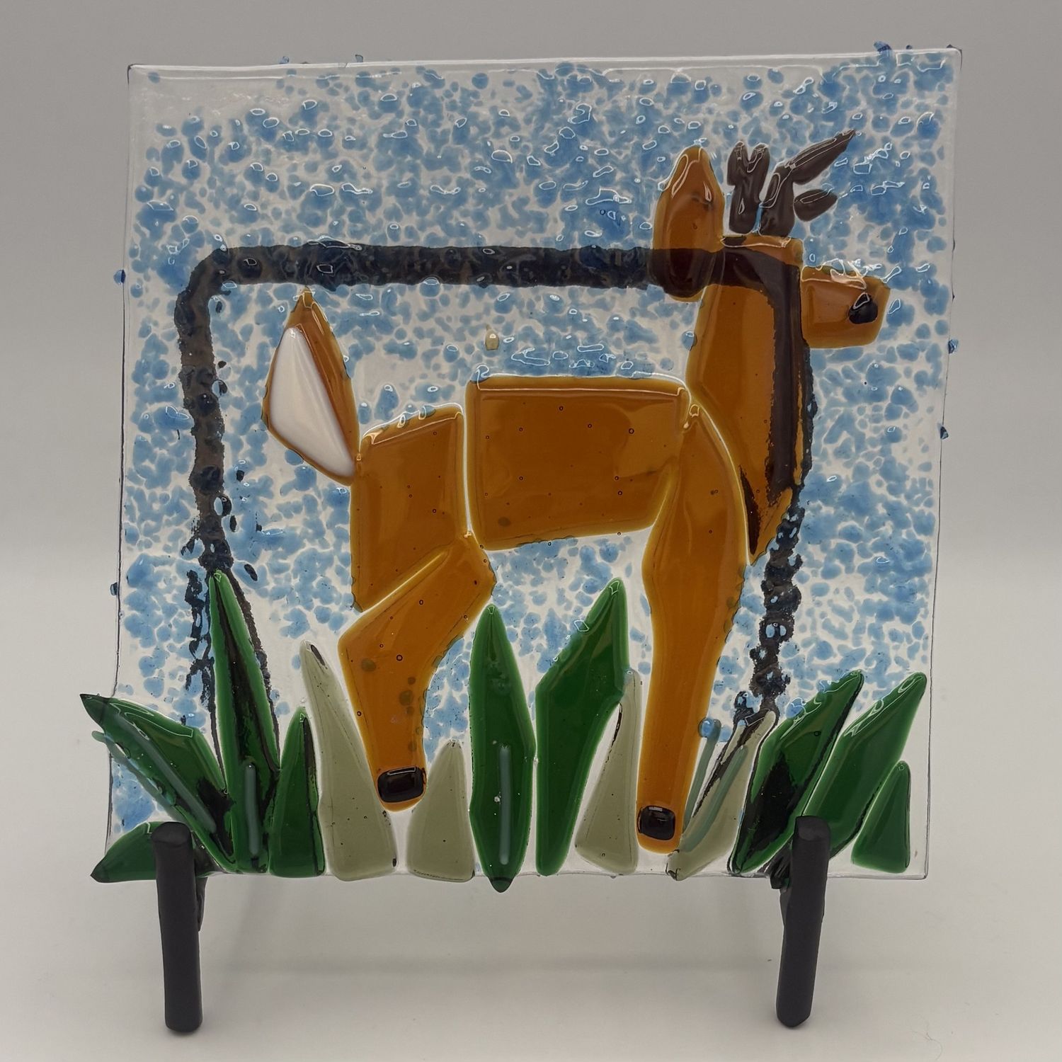 Evan Pohlman, Fused Glass Stand Piece, Deer