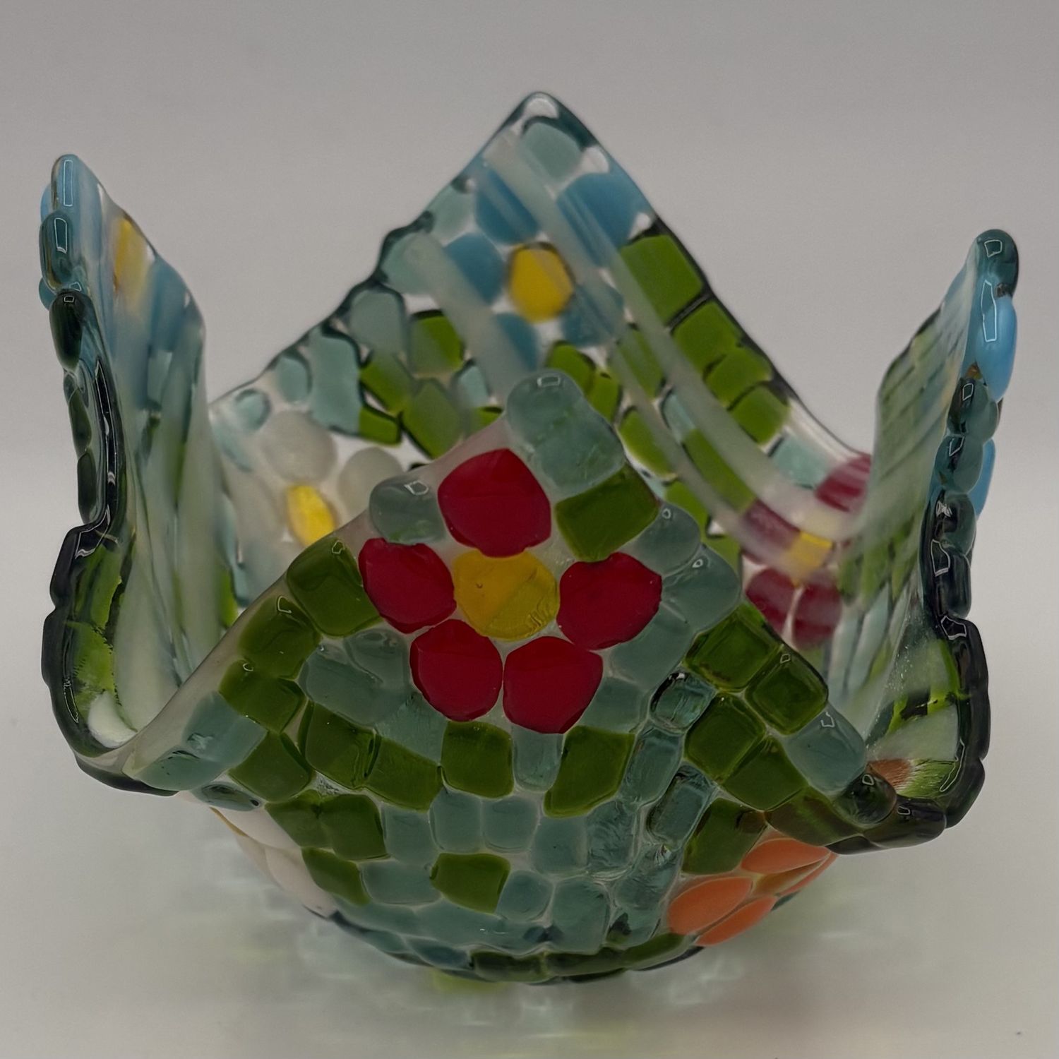 Tammy McCammon, Fused Glass Drape, Colorful Flowers