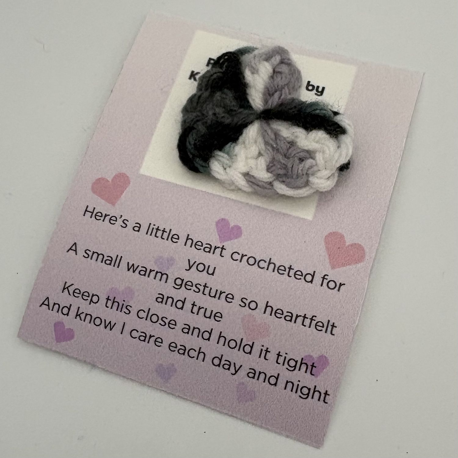 Kathryn Feldmann, Fabric Pocket Hug, Purple, Black and Grey Design 1