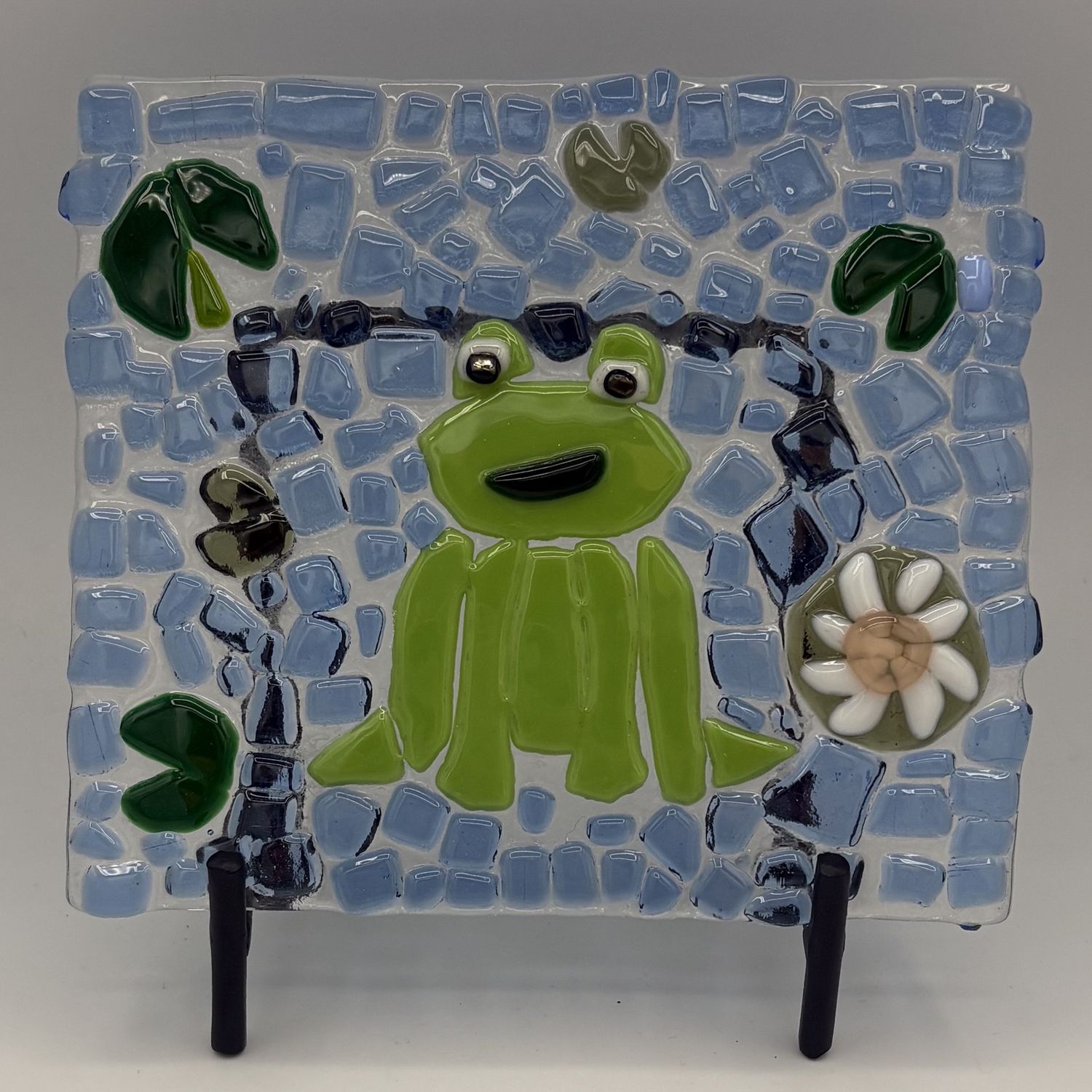 Erica Hasler, Fused Glass Stand Piece, Happy Frog
