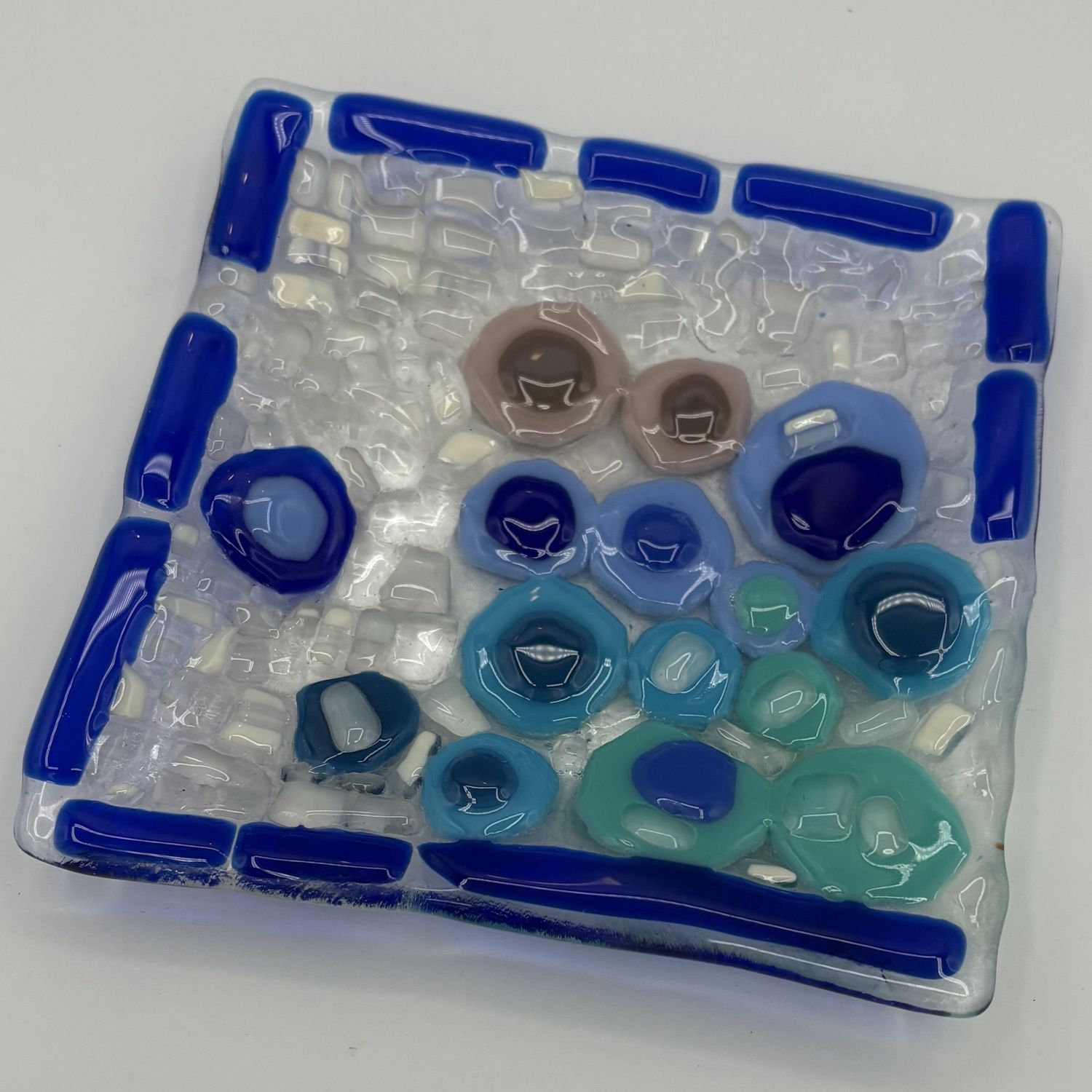 Jessica Bays, Fused Glass Dish, Cool Toned Dots
